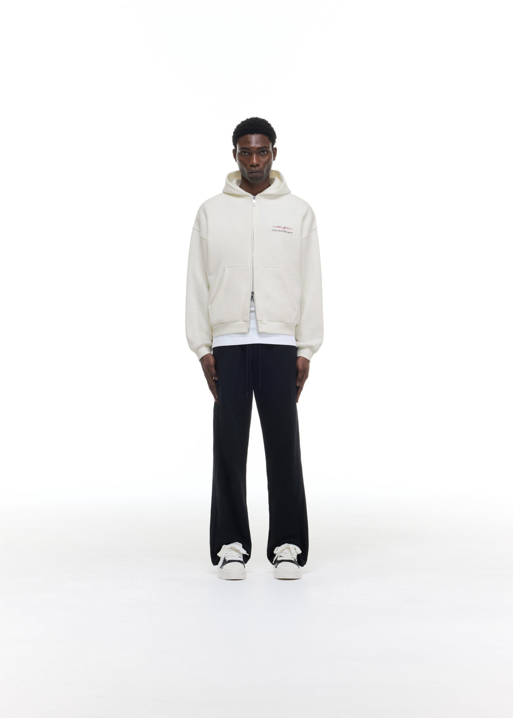 COLE BUXTON SPORT ZIPPED HOODIE - VINTAGE WHITE