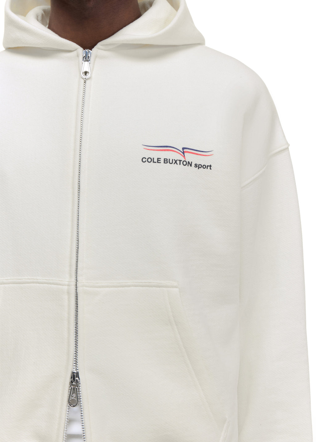 COLE BUXTON SPORT ZIPPED HOODIE - VINTAGE WHITE