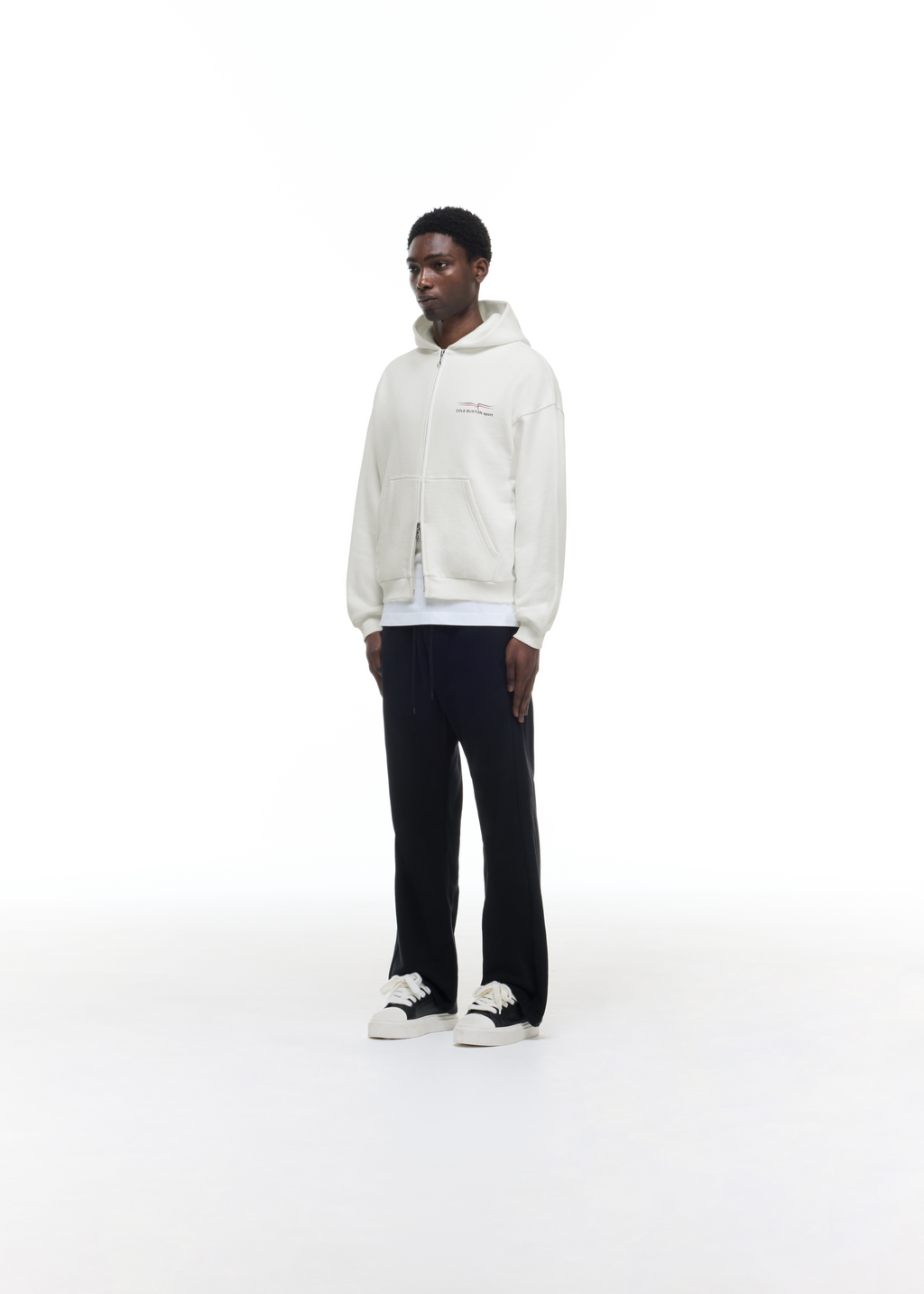 COLE BUXTON SPORT ZIPPED HOODIE - VINTAGE WHITE