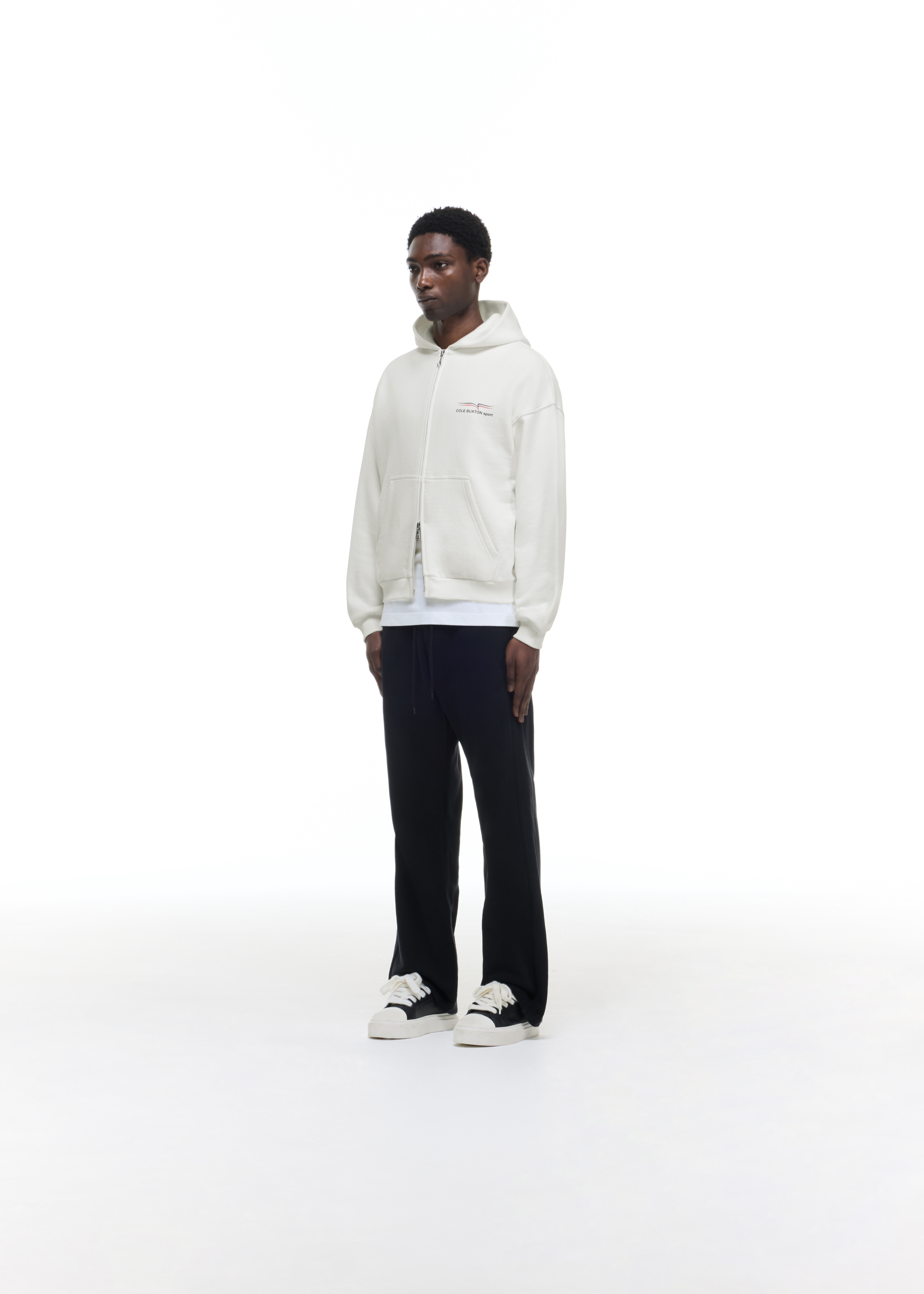 COLE BUXTON SPORT ZIPPED HOODIE - VINTAGE WHITE