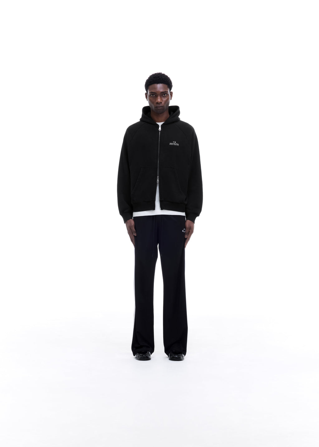 D+D EMBLEM ZIPPED HOODIE - VINTAGE BLACK