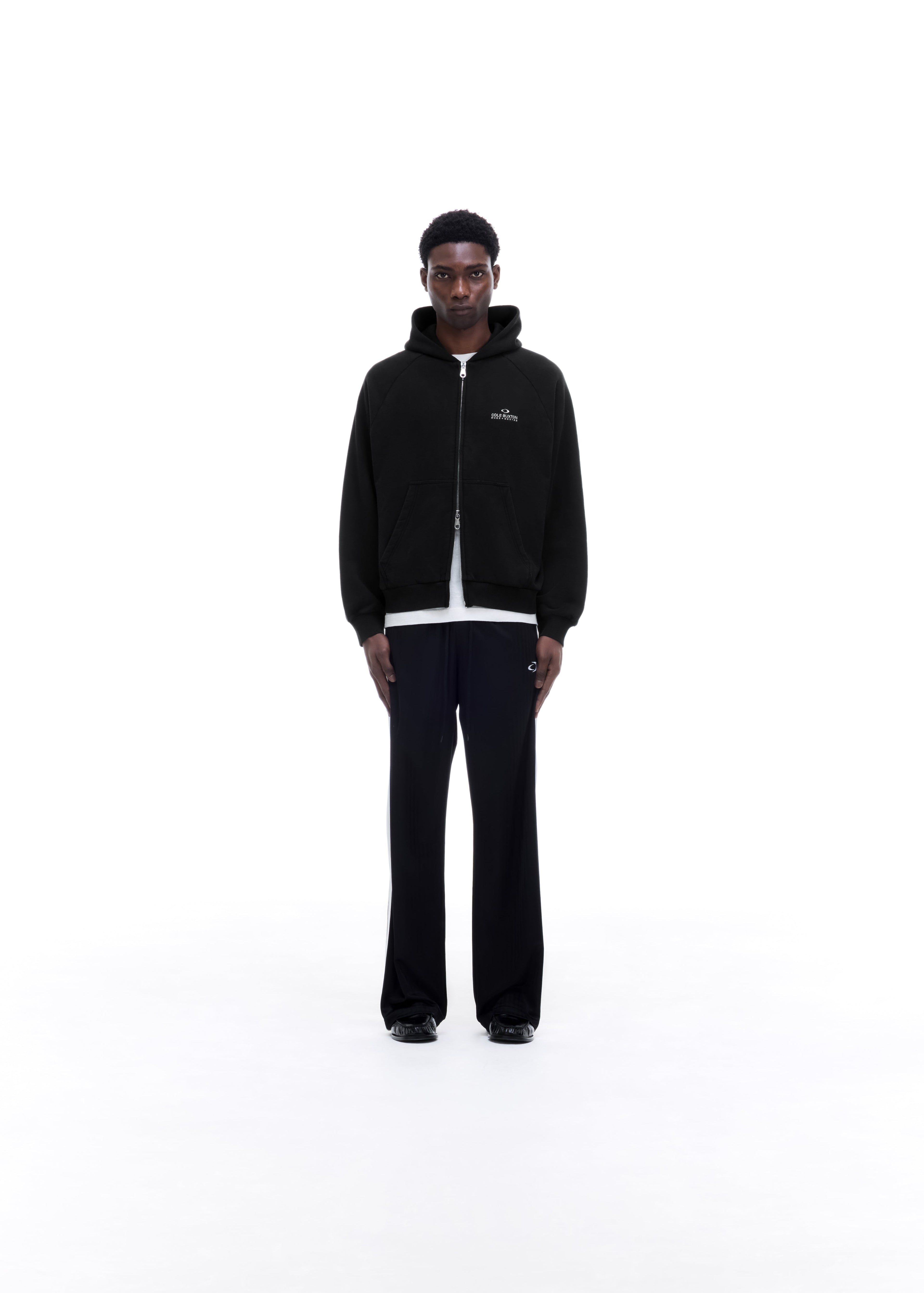D+D EMBLEM ZIPPED HOODIE - VINTAGE BLACK