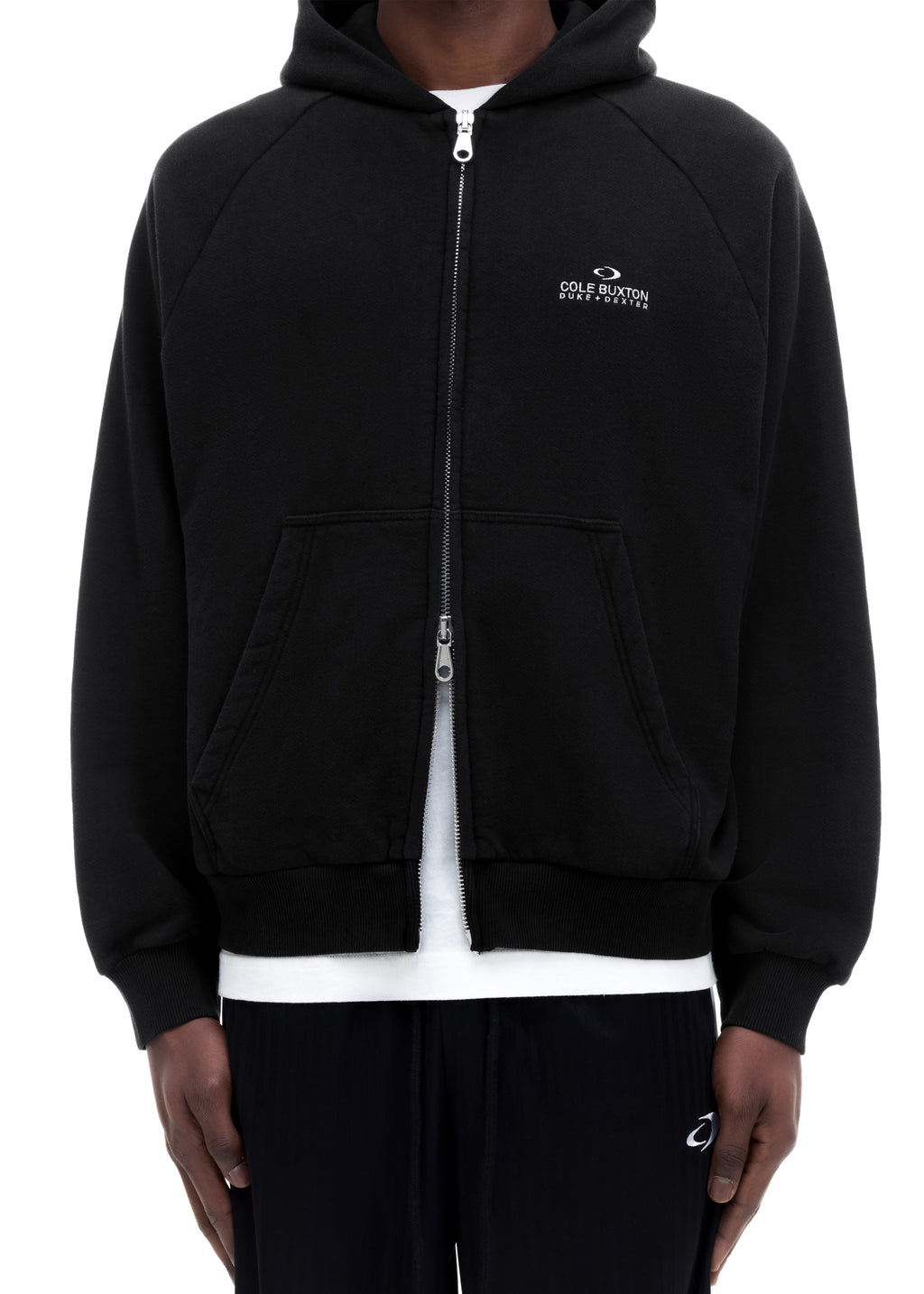 D+D EMBLEM ZIPPED HOODIE - VINTAGE BLACK