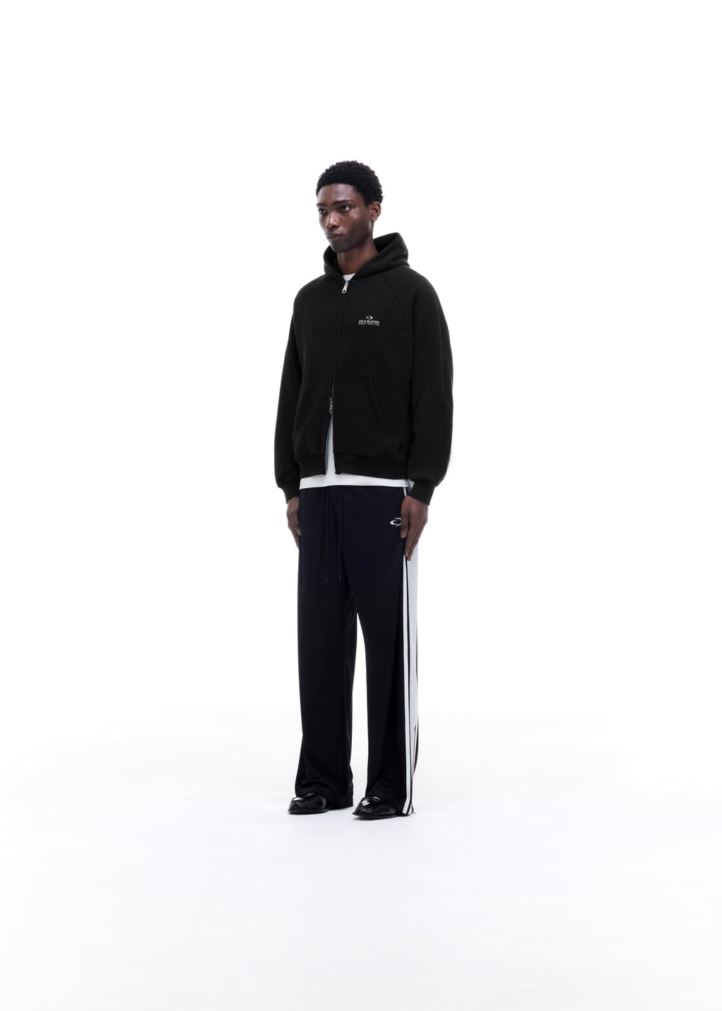 D+D EMBLEM ZIPPED HOODIE - VINTAGE BLACK