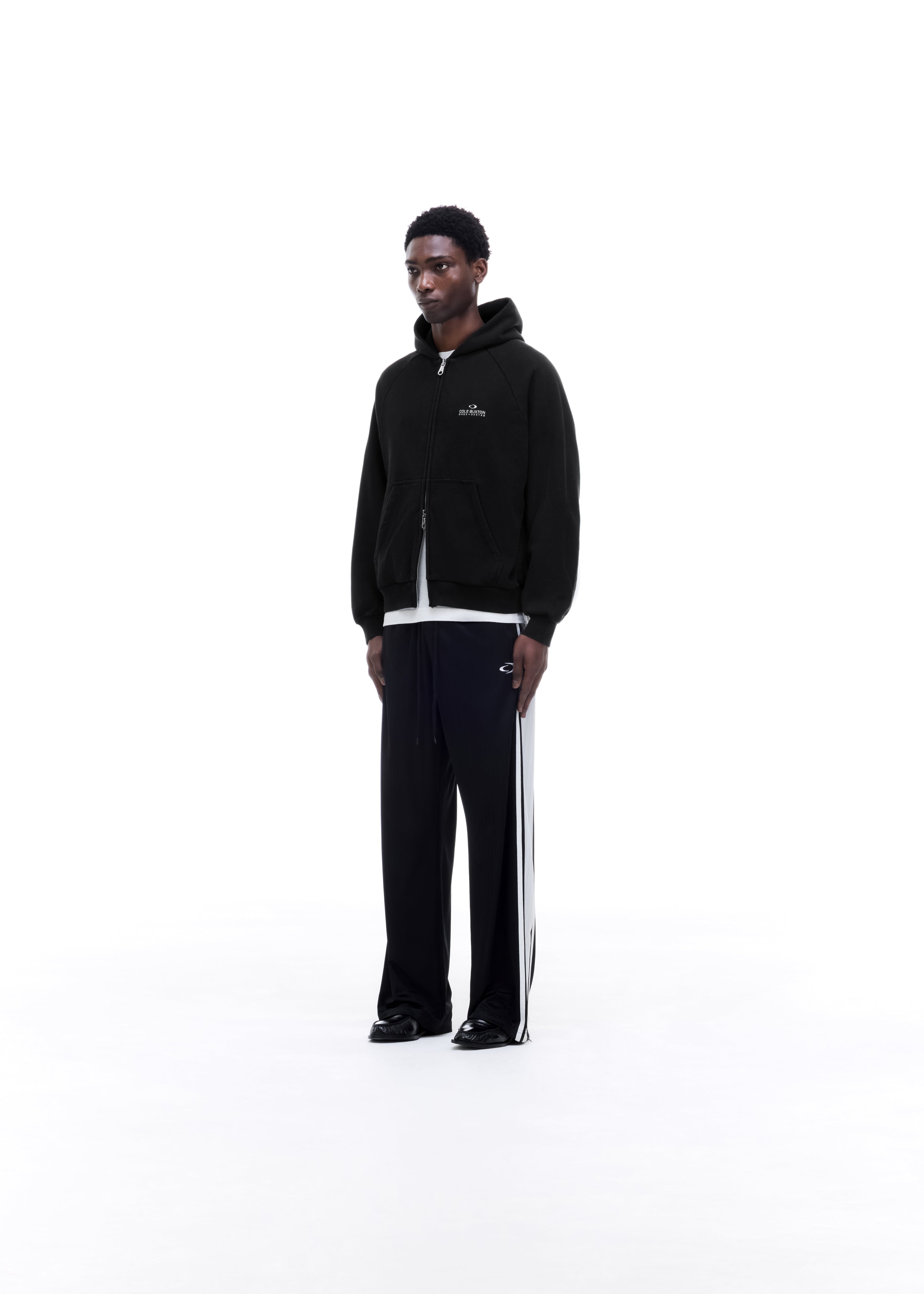 D+D EMBLEM ZIPPED HOODIE - VINTAGE BLACK