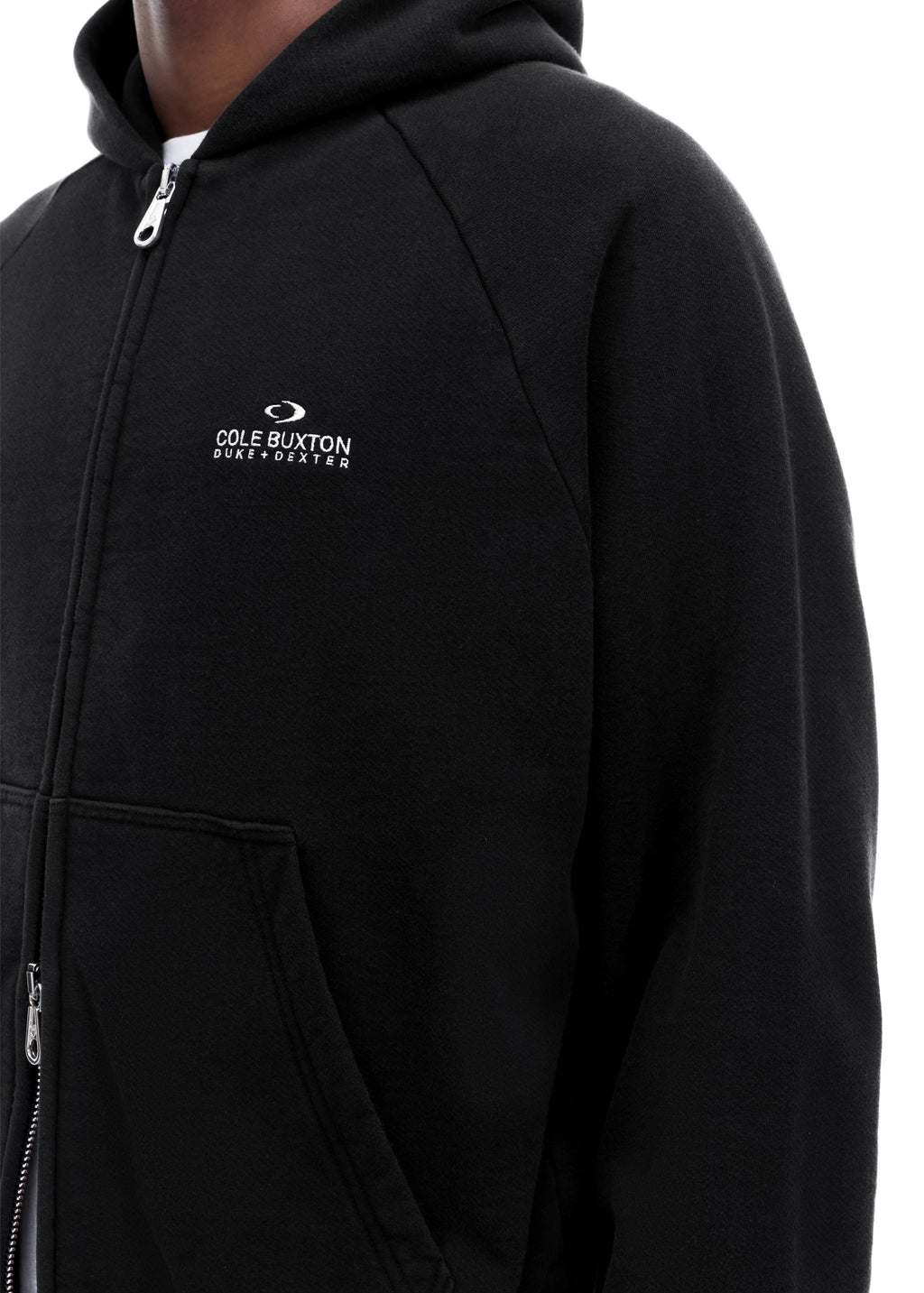 D+D EMBLEM ZIPPED HOODIE - VINTAGE BLACK