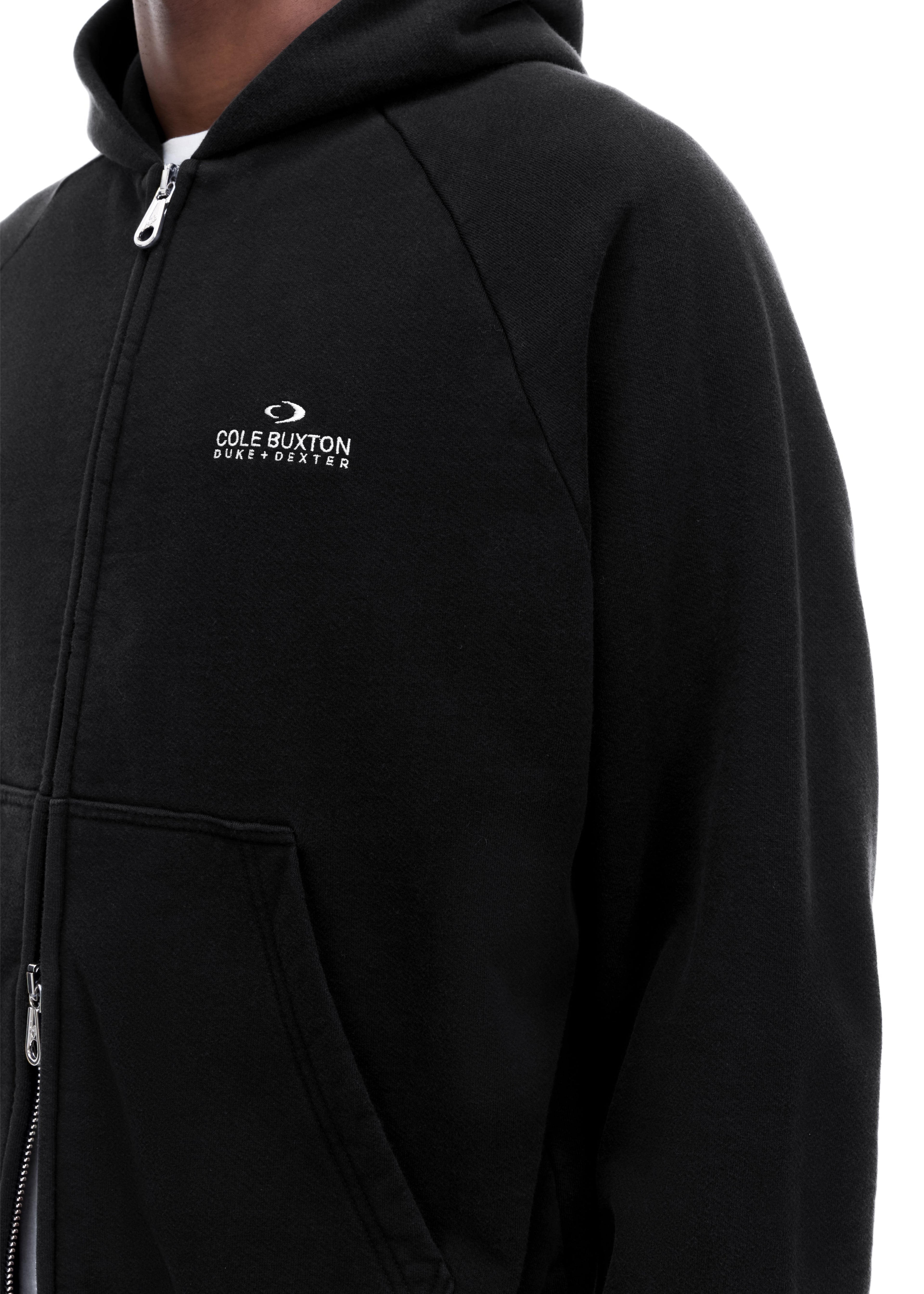 D+D EMBLEM ZIPPED HOODIE - VINTAGE BLACK