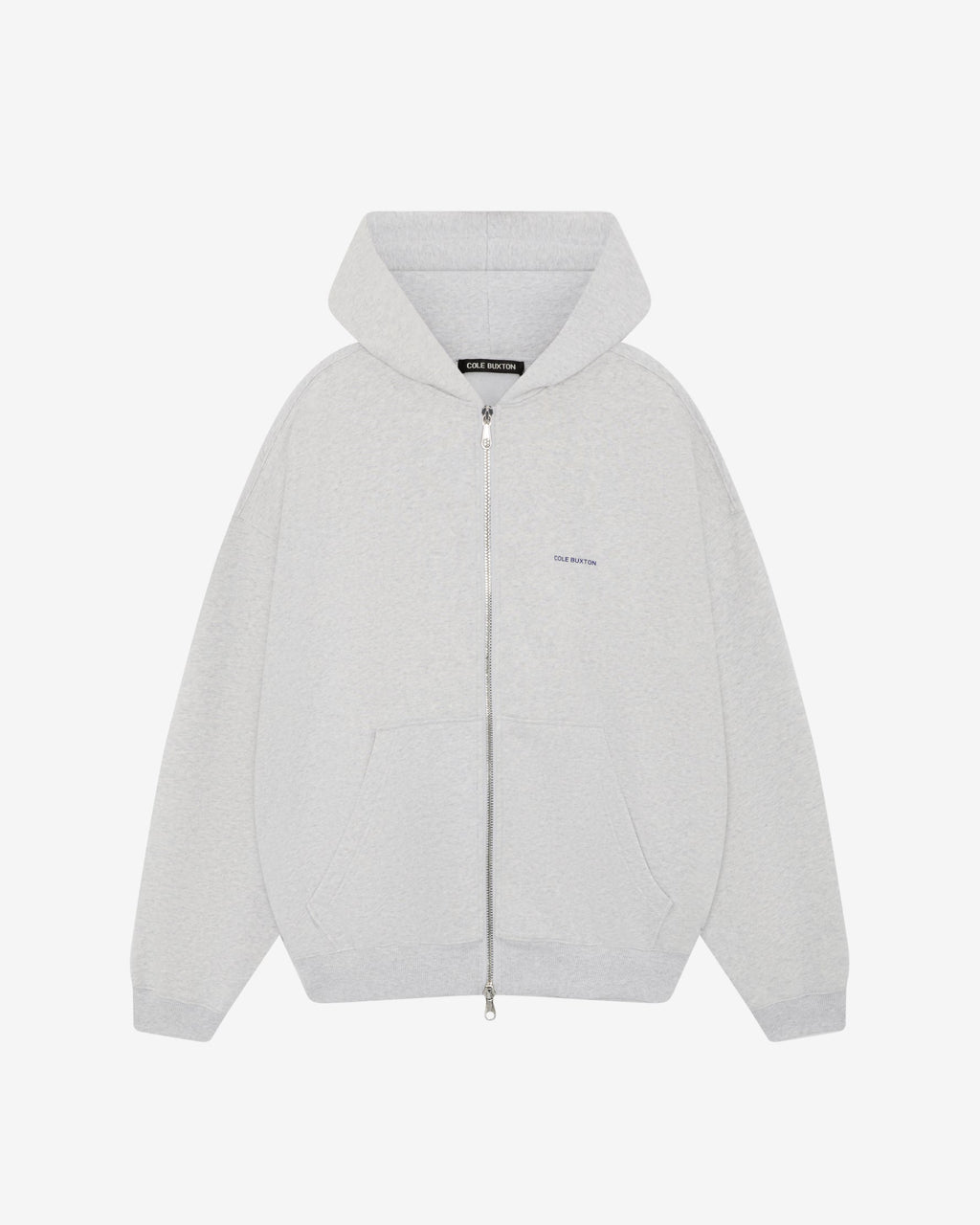 MINI LOGO ZIPPED HOODIE - LIGHT GREY MARL