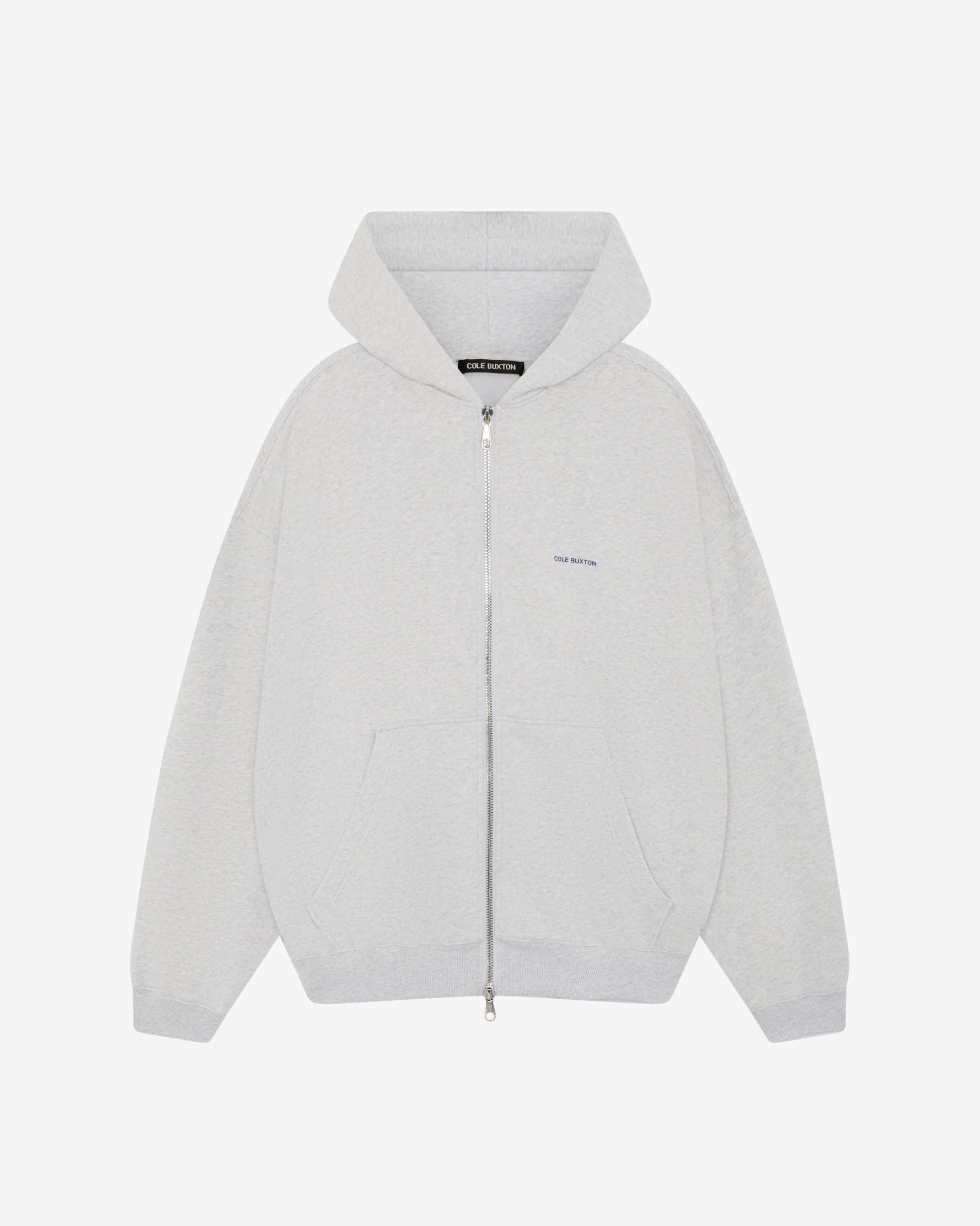 MINI LOGO ZIPPED HOODIE - LIGHT GREY MARL