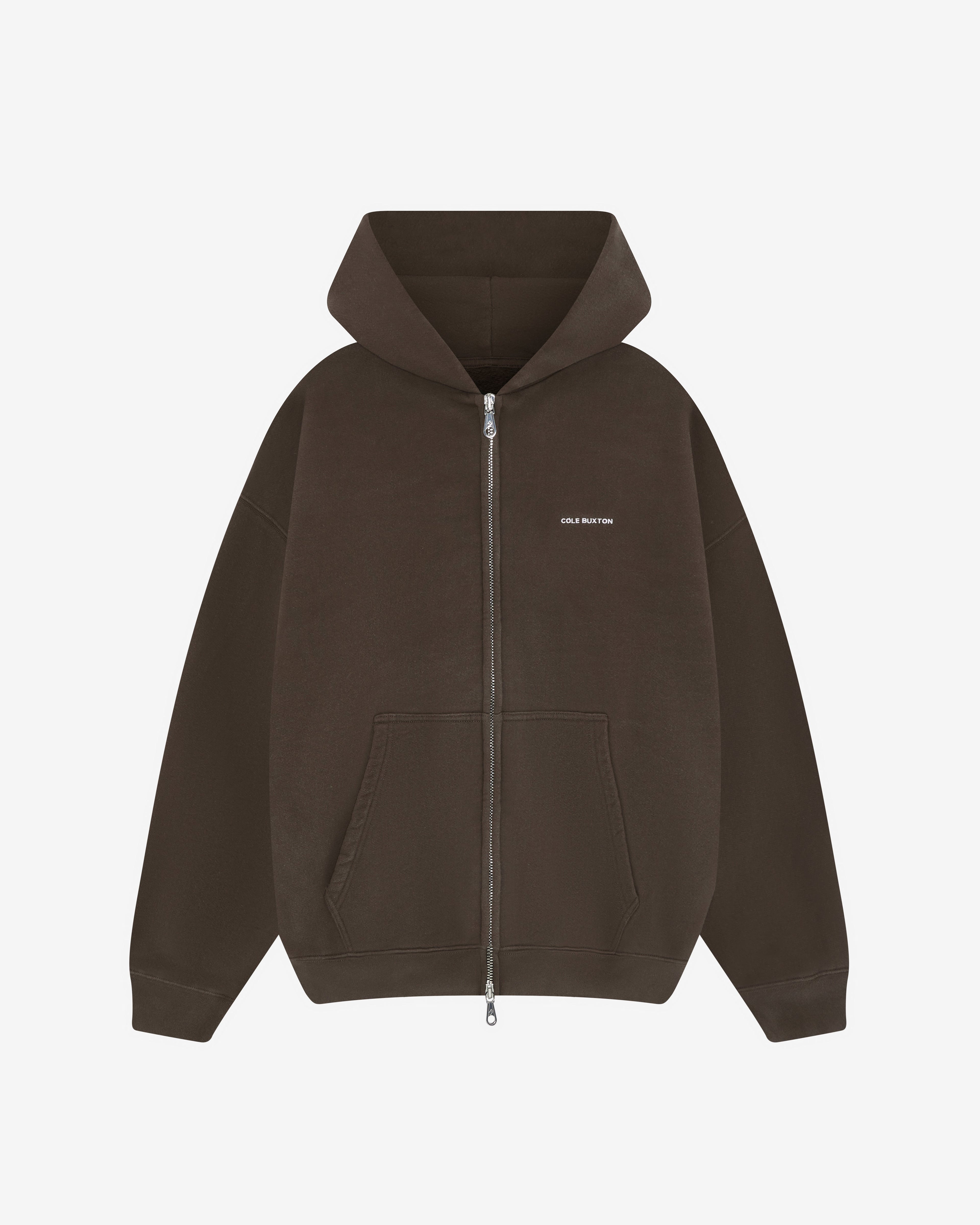 VINTAGE MINI LOGO ZIP HOODIE - VINTAGE BROWN