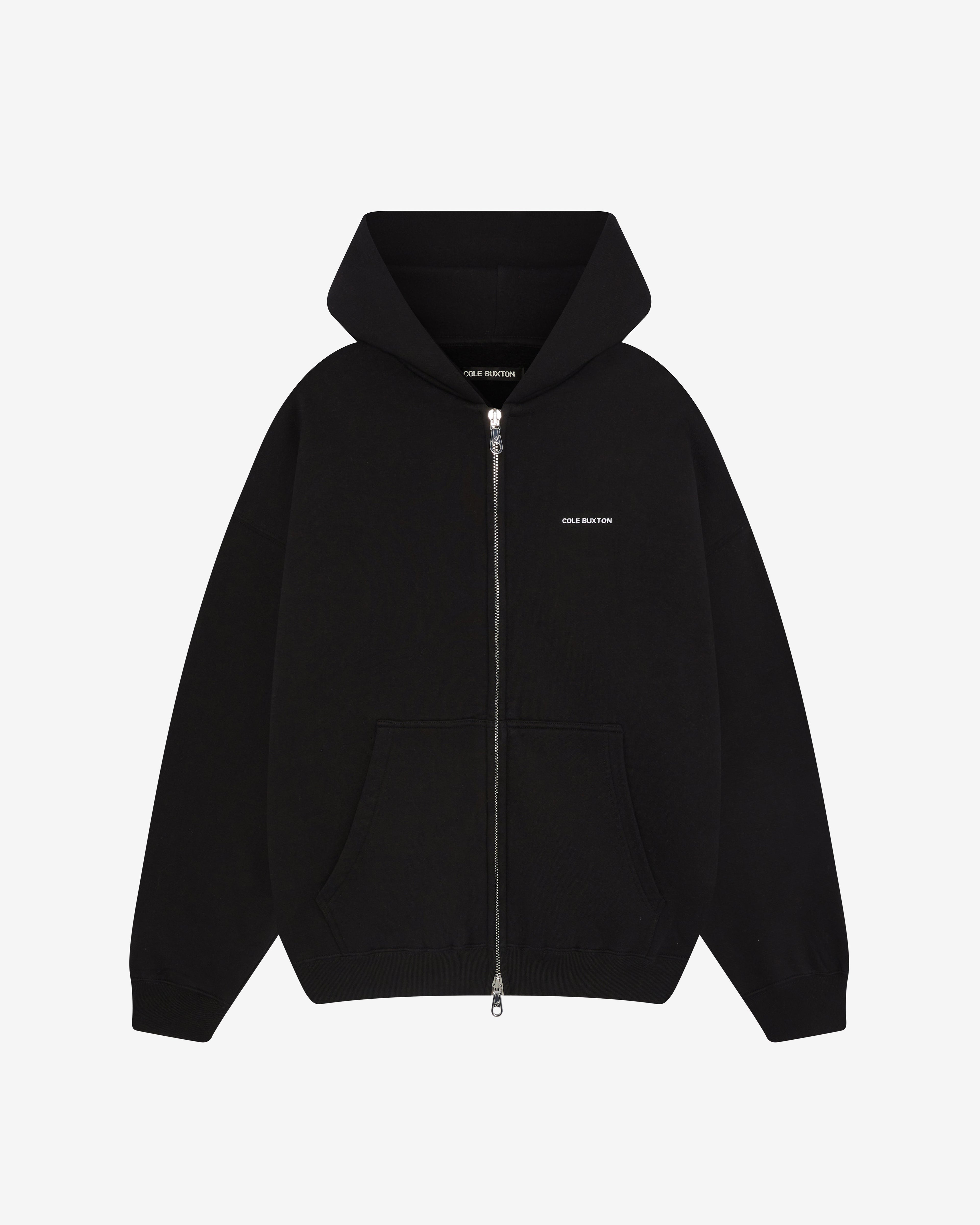 VINTAGE MINI LOGO ZIP HOODIE - BLACK
