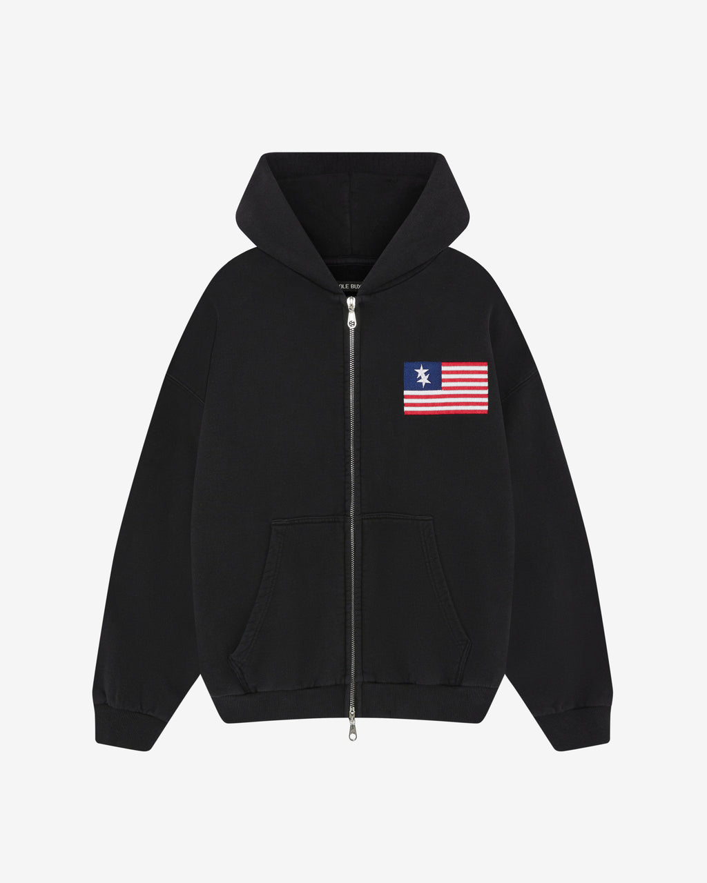 TWO STAR FLAG ZIPPED HOODIE - VINTAGE BLACK