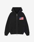 TWO STAR FLAG ZIPPED HOODIE - VINTAGE BLACK