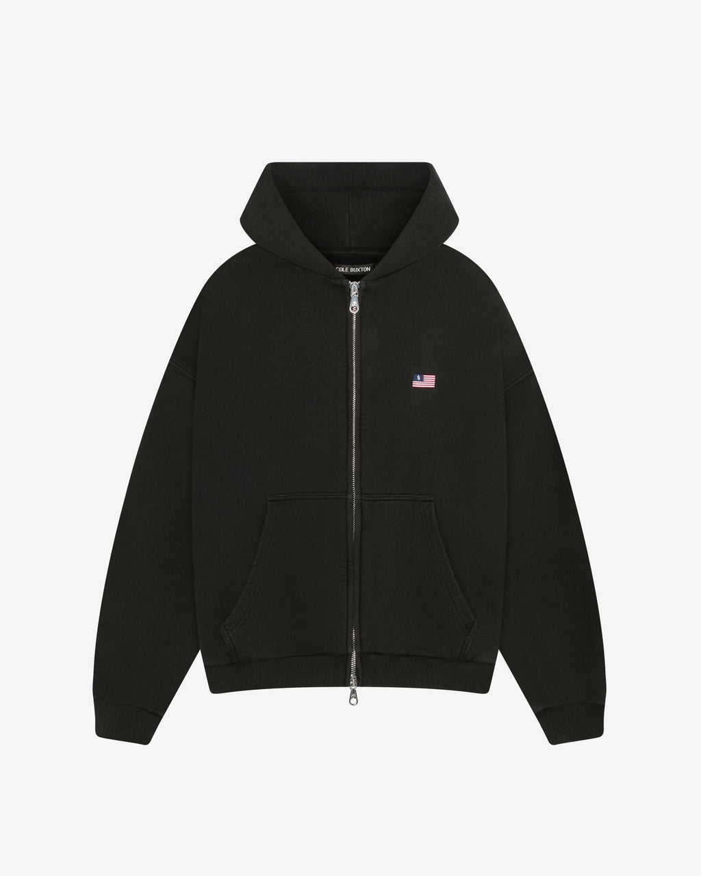 MINI FLAG ZIPPED HOODIE - VINTAGE BLACK