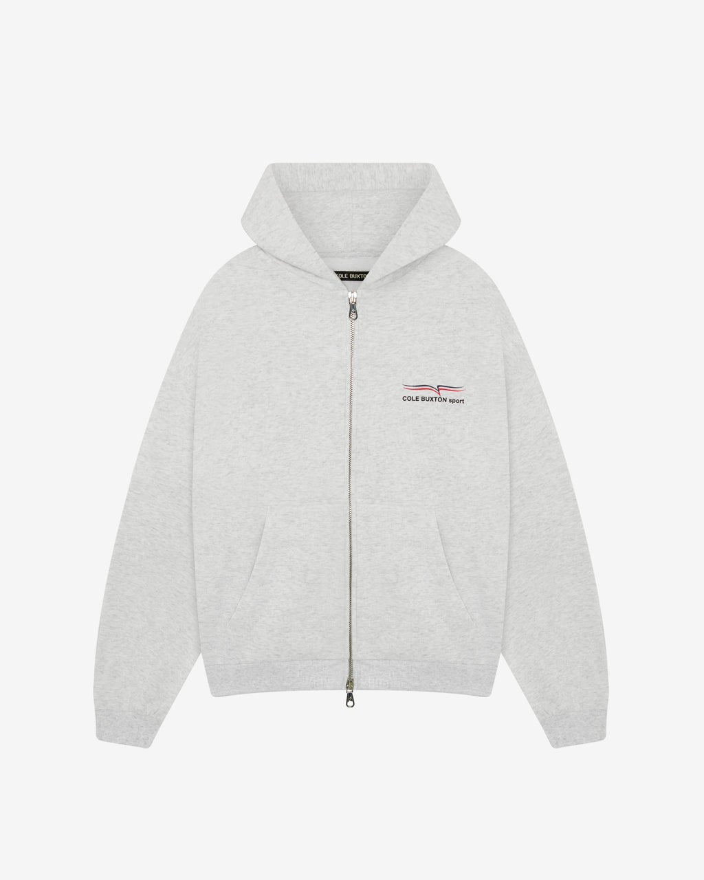 COLE BUXTON SPORT ZIPPED HOODIE - LIGHT GREY MARL
