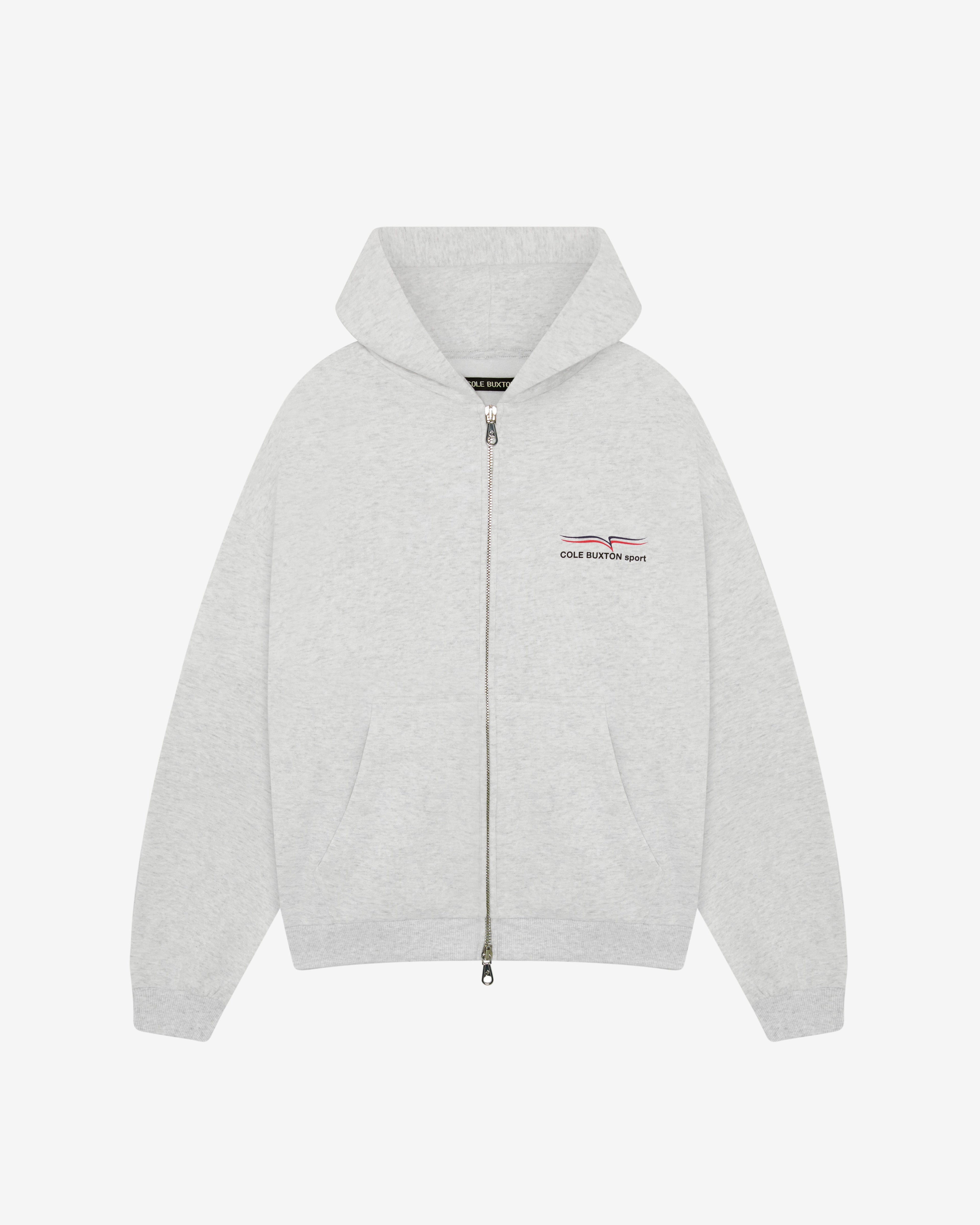COLE BUXTON SPORT ZIPPED HOODIE - LIGHT GREY MARL