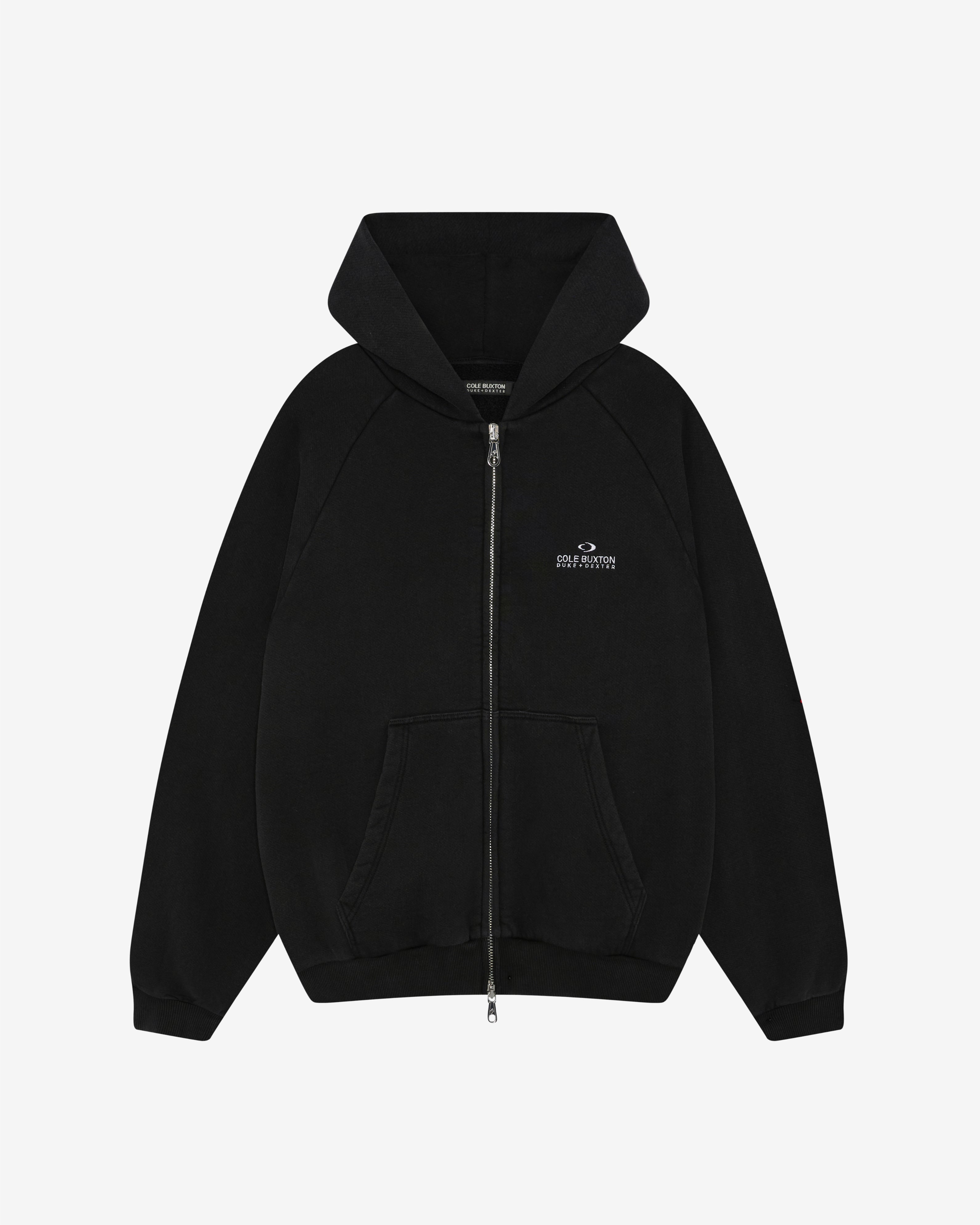 D+D EMBLEM ZIPPED HOODIE - VINTAGE BLACK