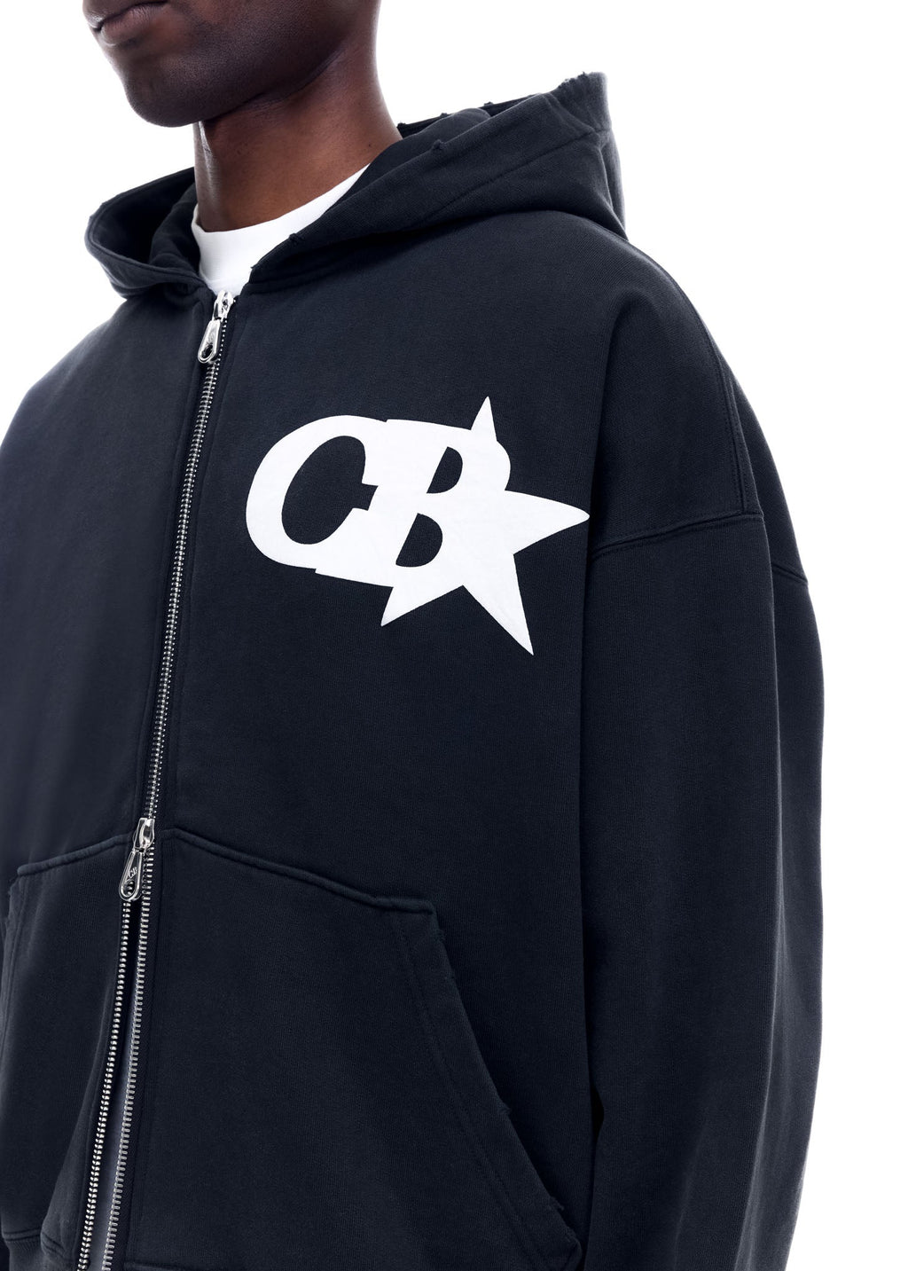 CB STAR ZIPPED HOODIE - VINTAGE BLACK