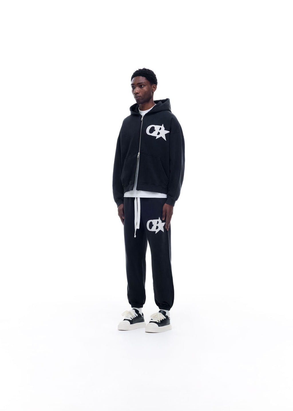 CB STAR ZIPPED HOODIE - VINTAGE BLACK