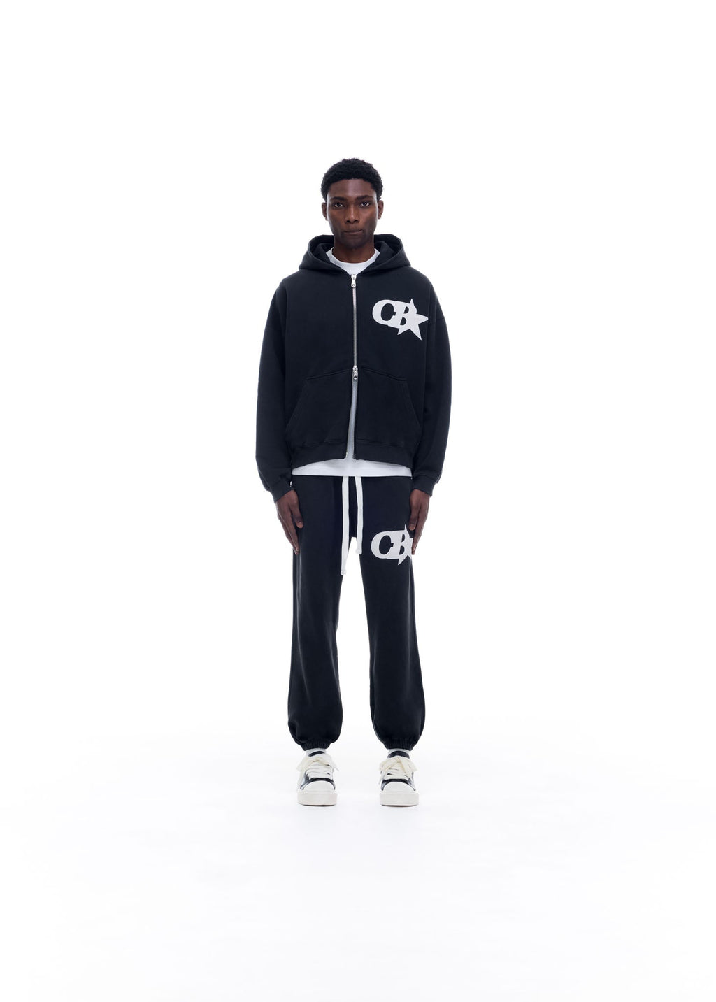 CB STAR ZIPPED HOODIE - VINTAGE BLACK