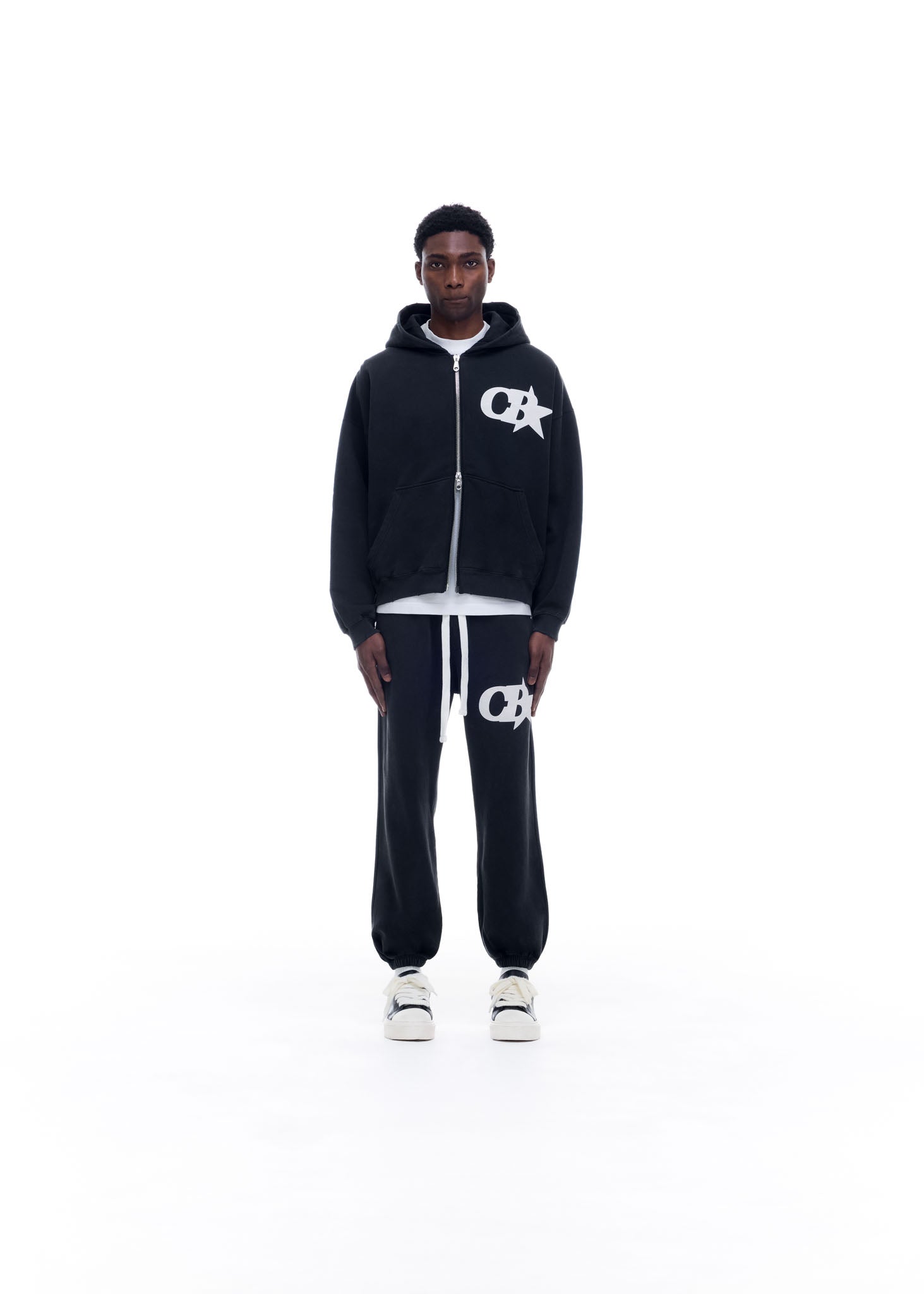 CB STAR ZIPPED HOODIE - VINTAGE BLACK