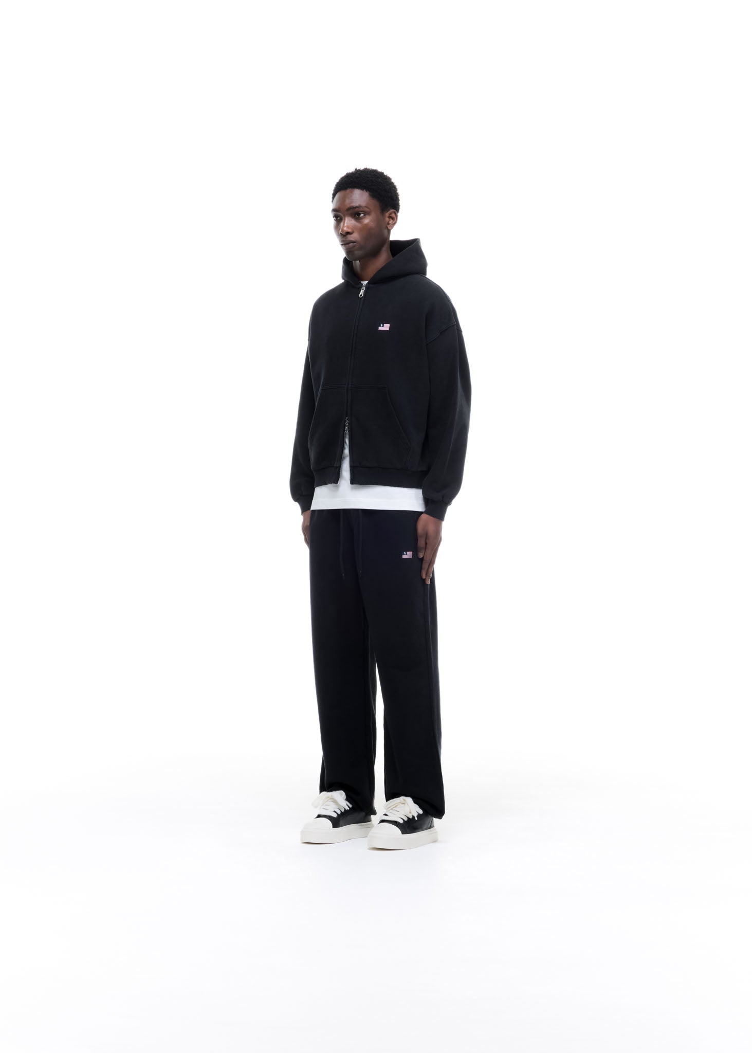MINI FLAG ZIPPED HOODIE - VINTAGE BLACK