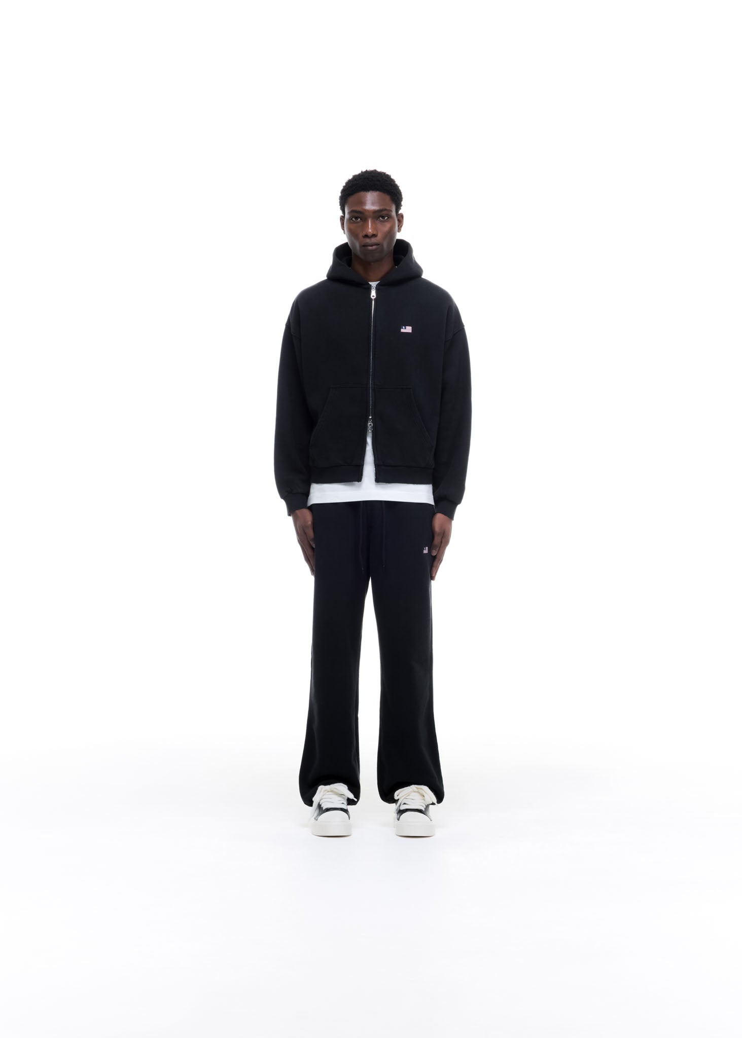 MINI FLAG ZIPPED HOODIE - VINTAGE BLACK
