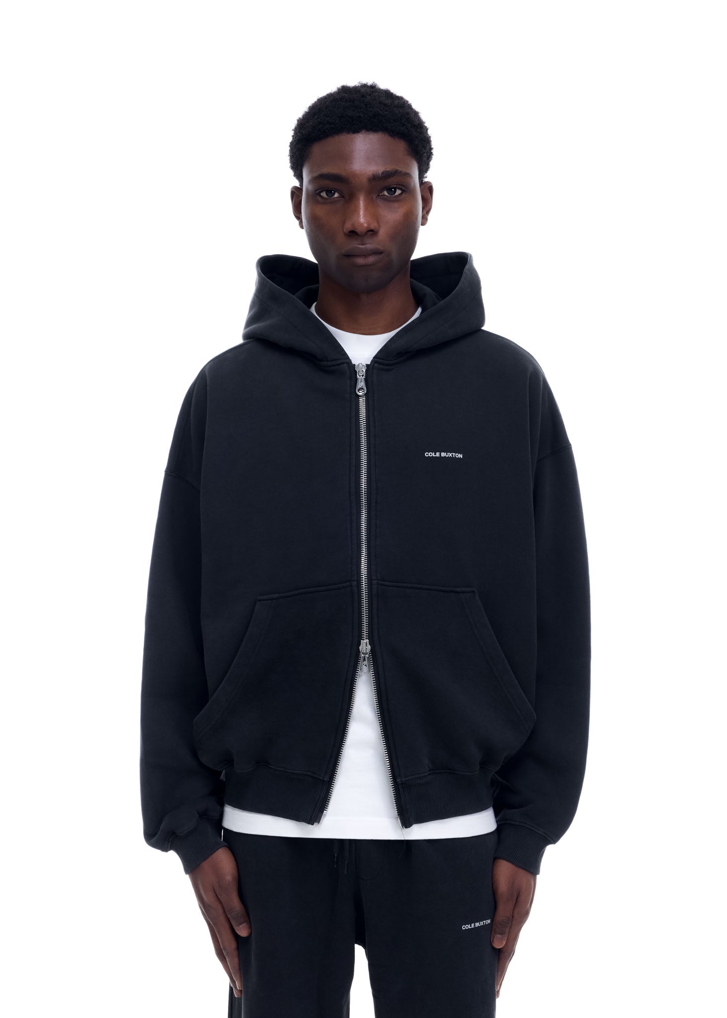 MINI LOGO ZIPPER HOODIE - VINTAGE BLACK