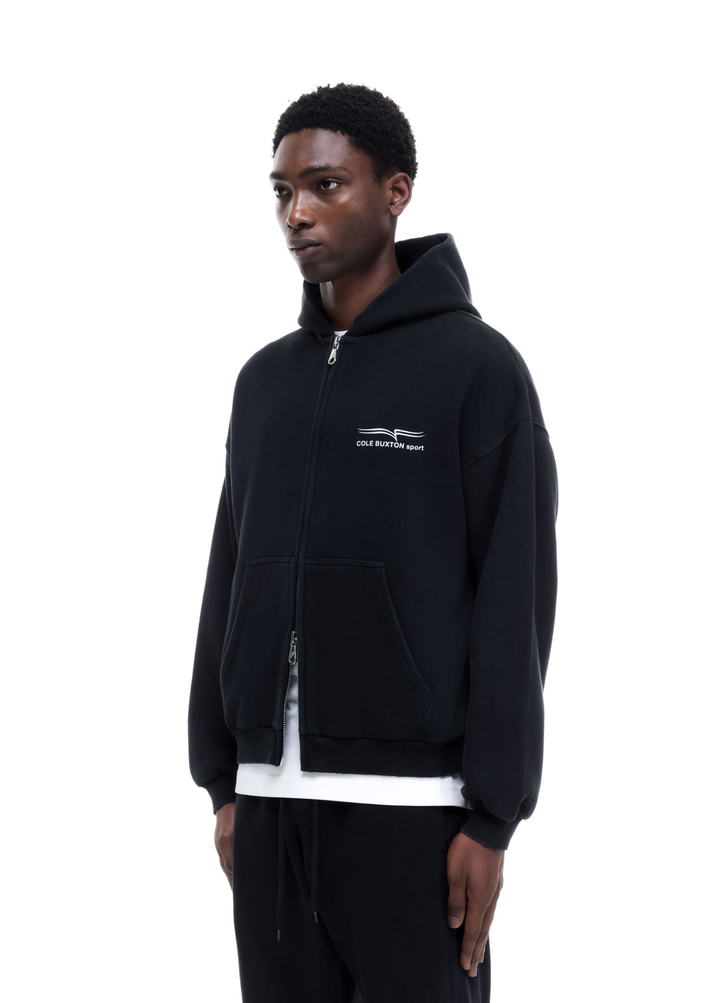 COLE BUXTON SPORT ZIPPED HOODIE - VINTAGE BLACK