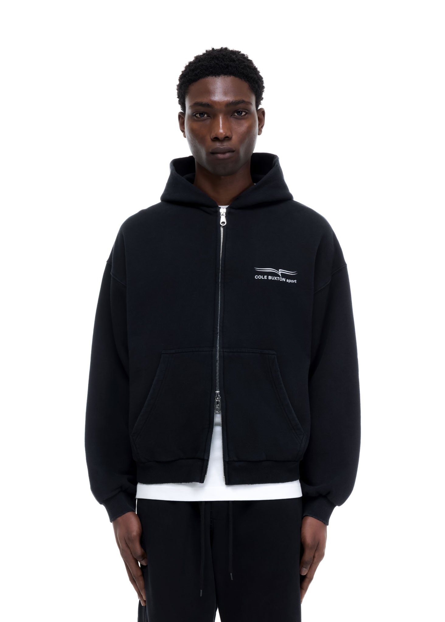 COLE BUXTON SPORT ZIPPED HOODIE - VINTAGE BLACK