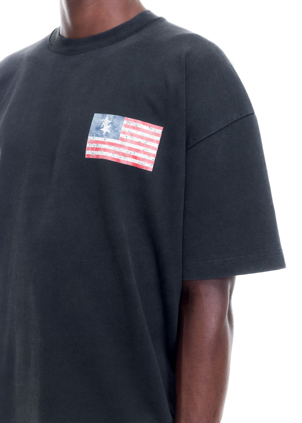 TWO STAR FLAG T-SHIRT - VINTAGE BLACK