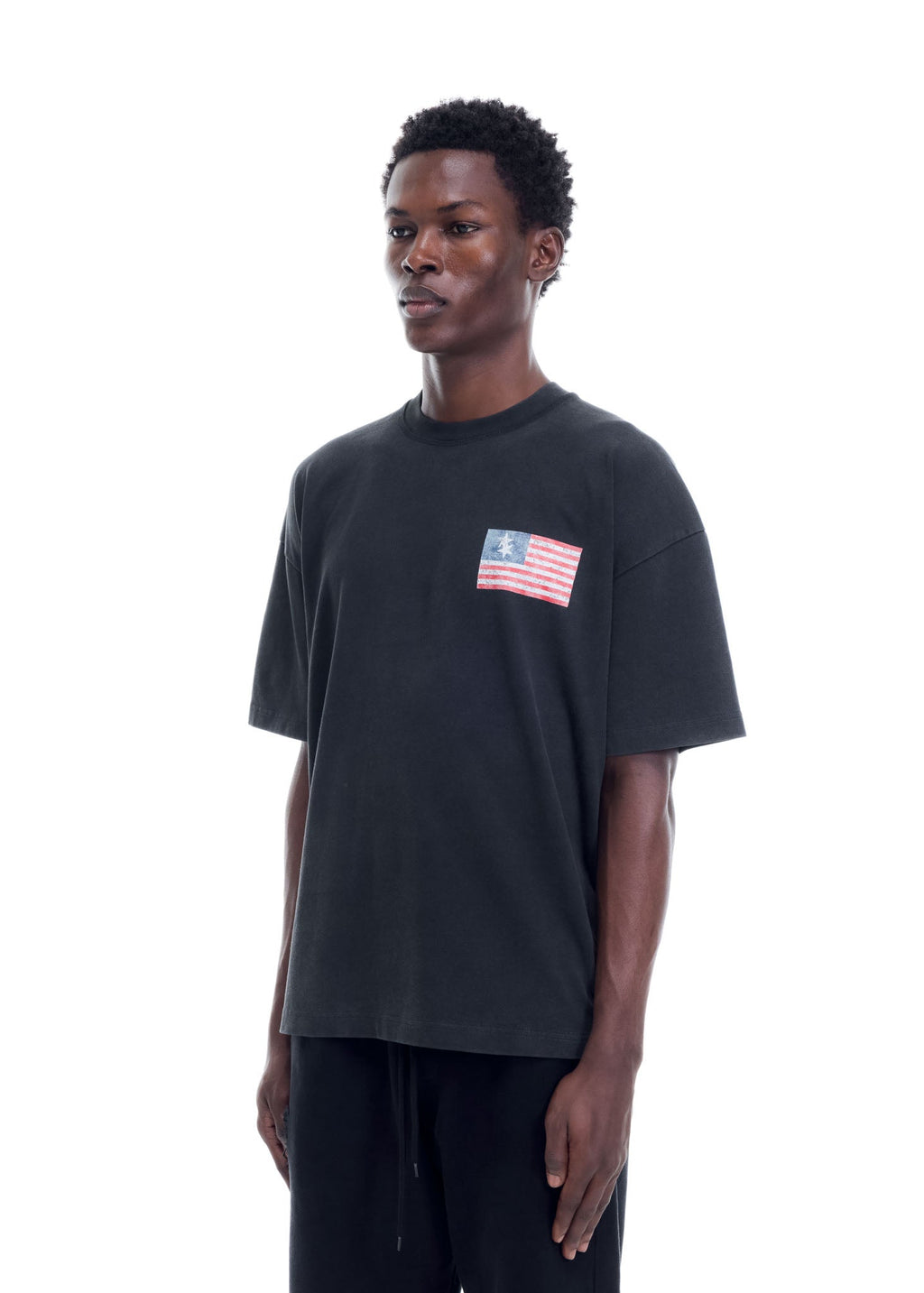 TWO STAR FLAG T-SHIRT - VINTAGE BLACK