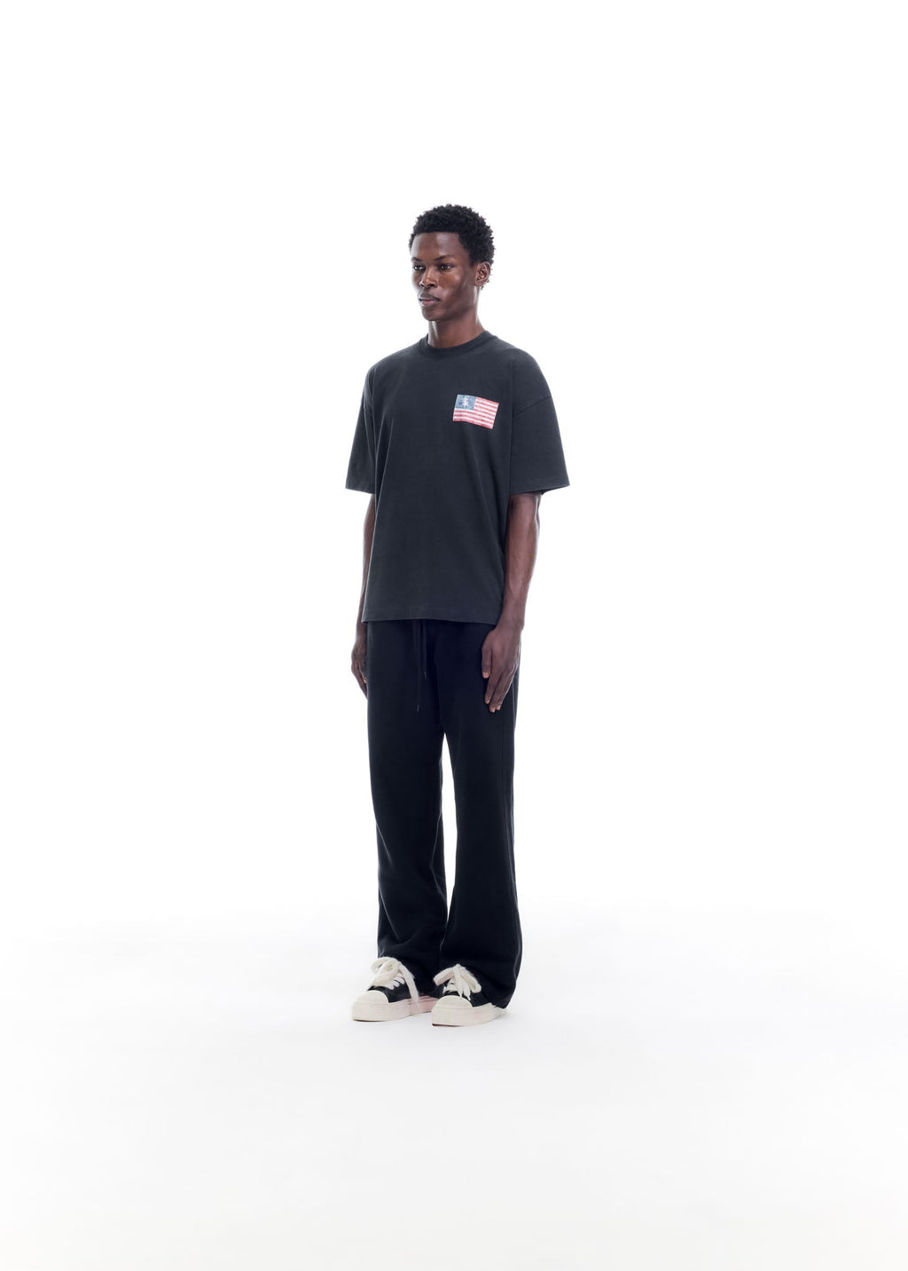 TWO STAR FLAG T-SHIRT - VINTAGE BLACK