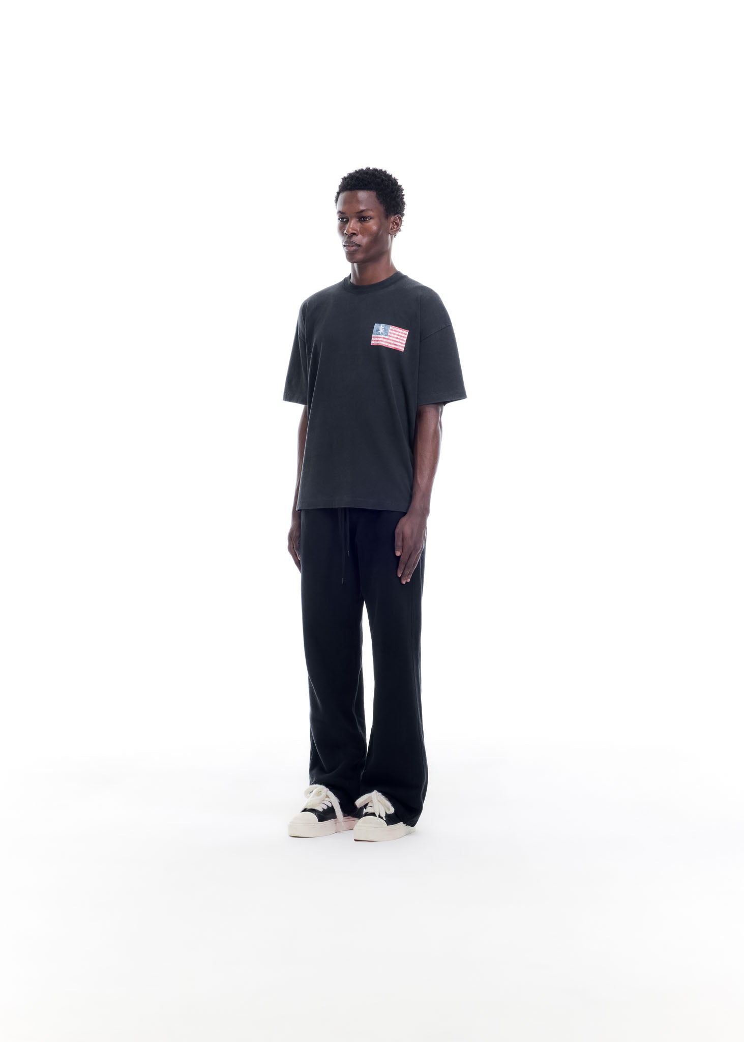 TWO STAR FLAG T-SHIRT - VINTAGE BLACK