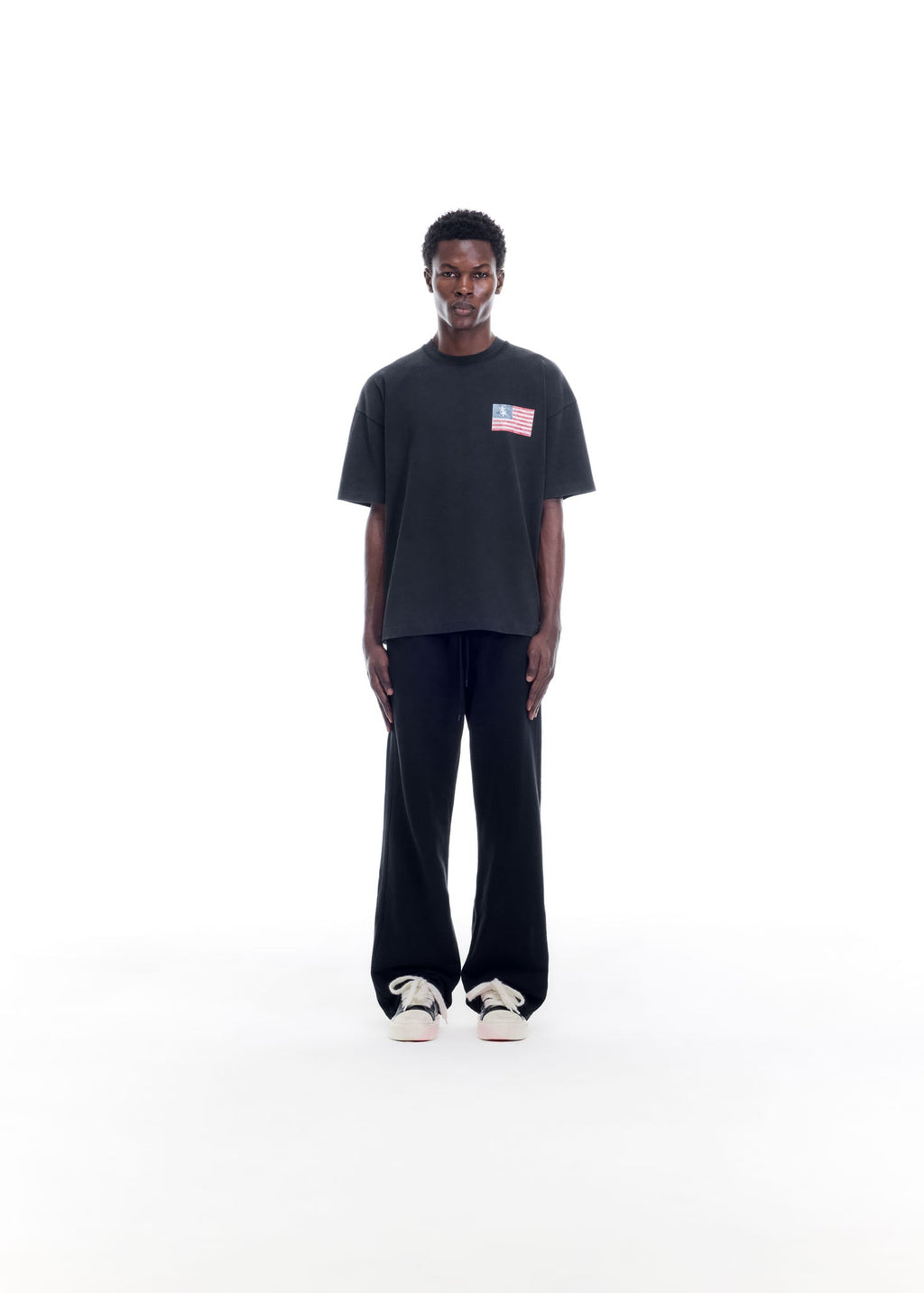 TWO STAR FLAG T-SHIRT - VINTAGE BLACK