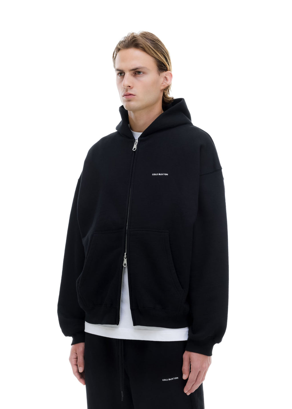 VINTAGE MINI LOGO ZIP HOODIE - BLACK