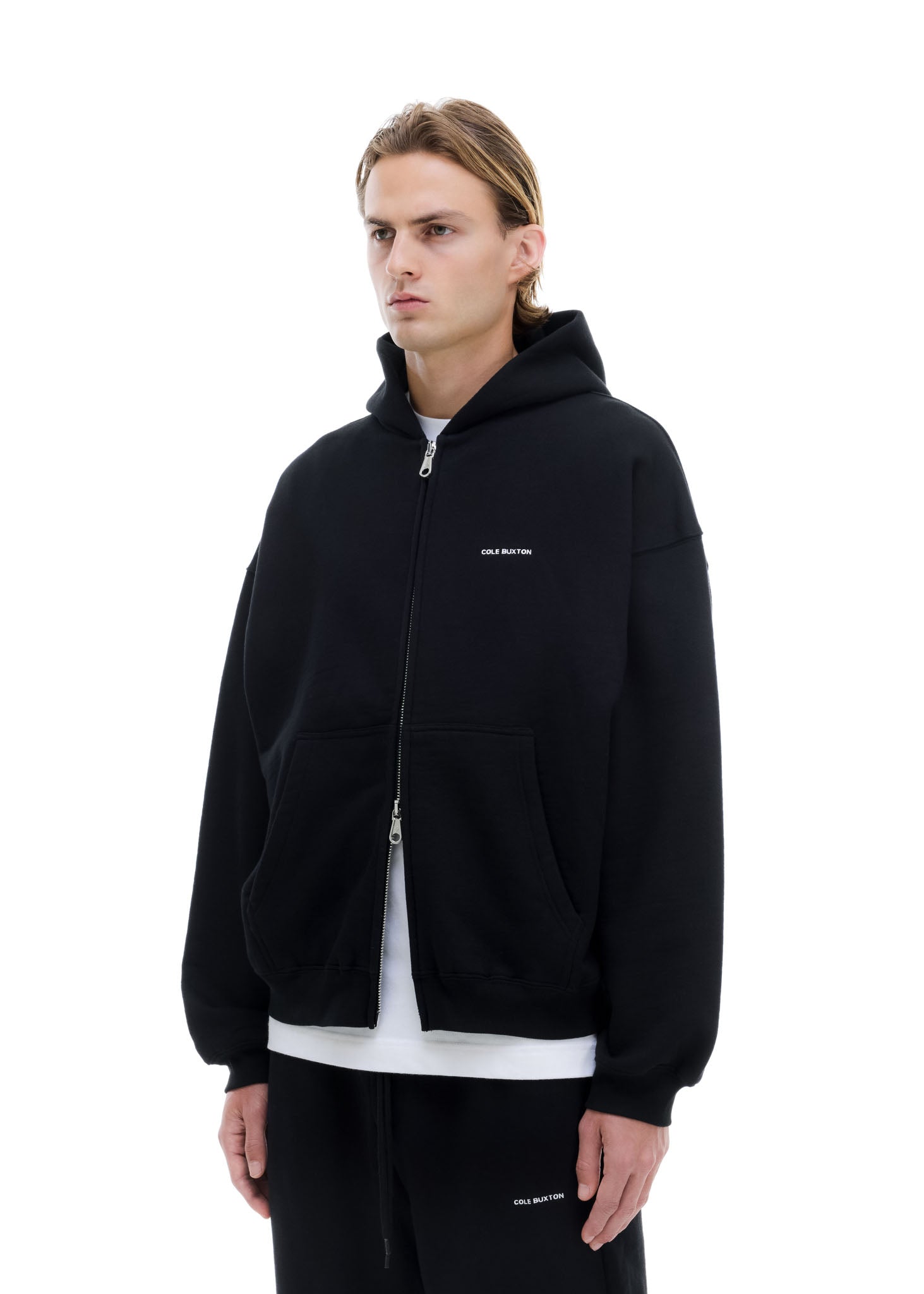 VINTAGE MINI LOGO ZIP HOODIE - BLACK