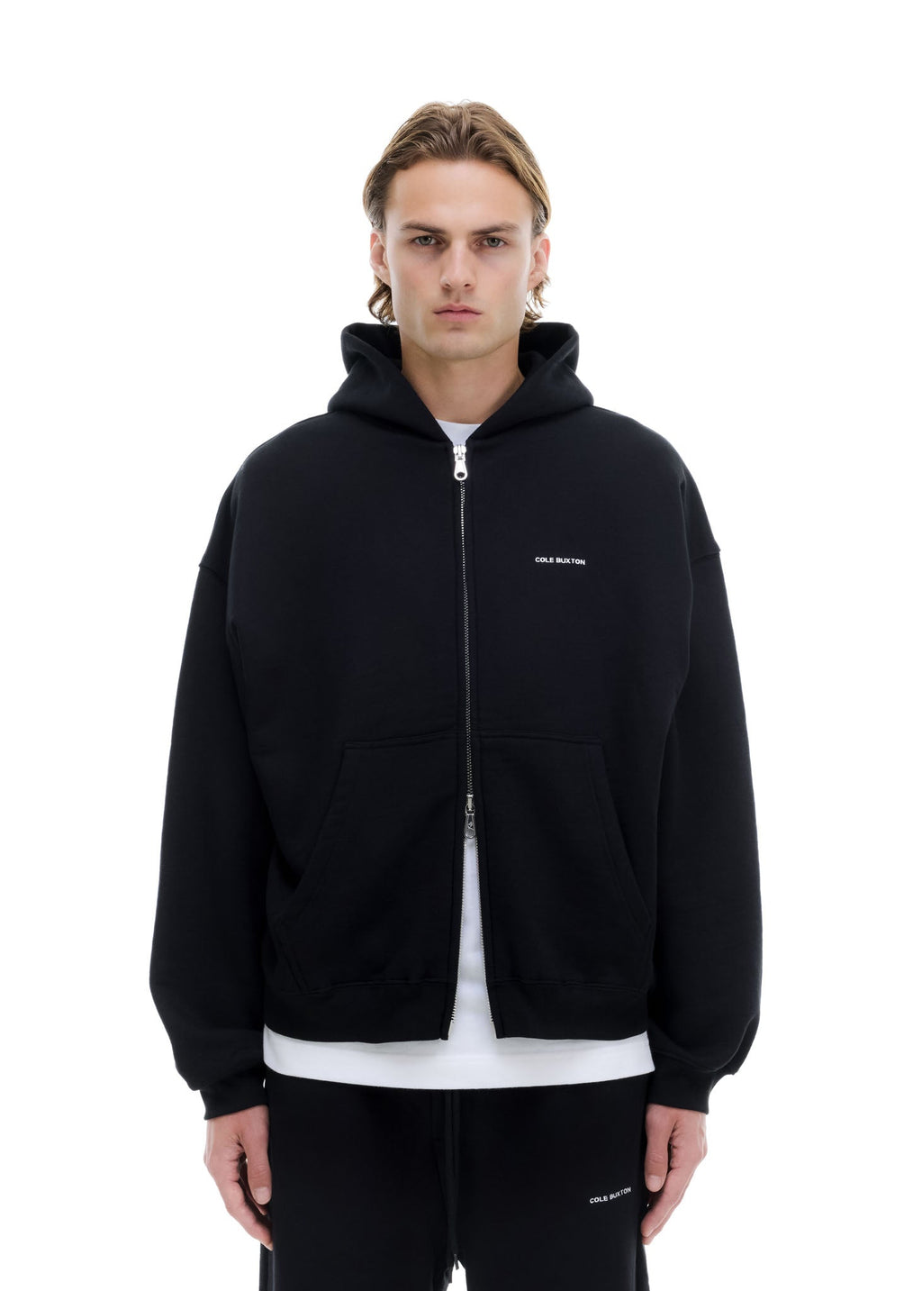 VINTAGE MINI LOGO ZIP HOODIE - BLACK