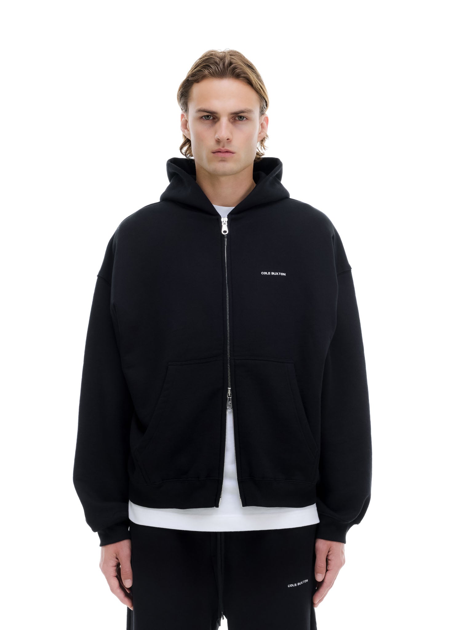 VINTAGE MINI LOGO ZIP HOODIE - BLACK