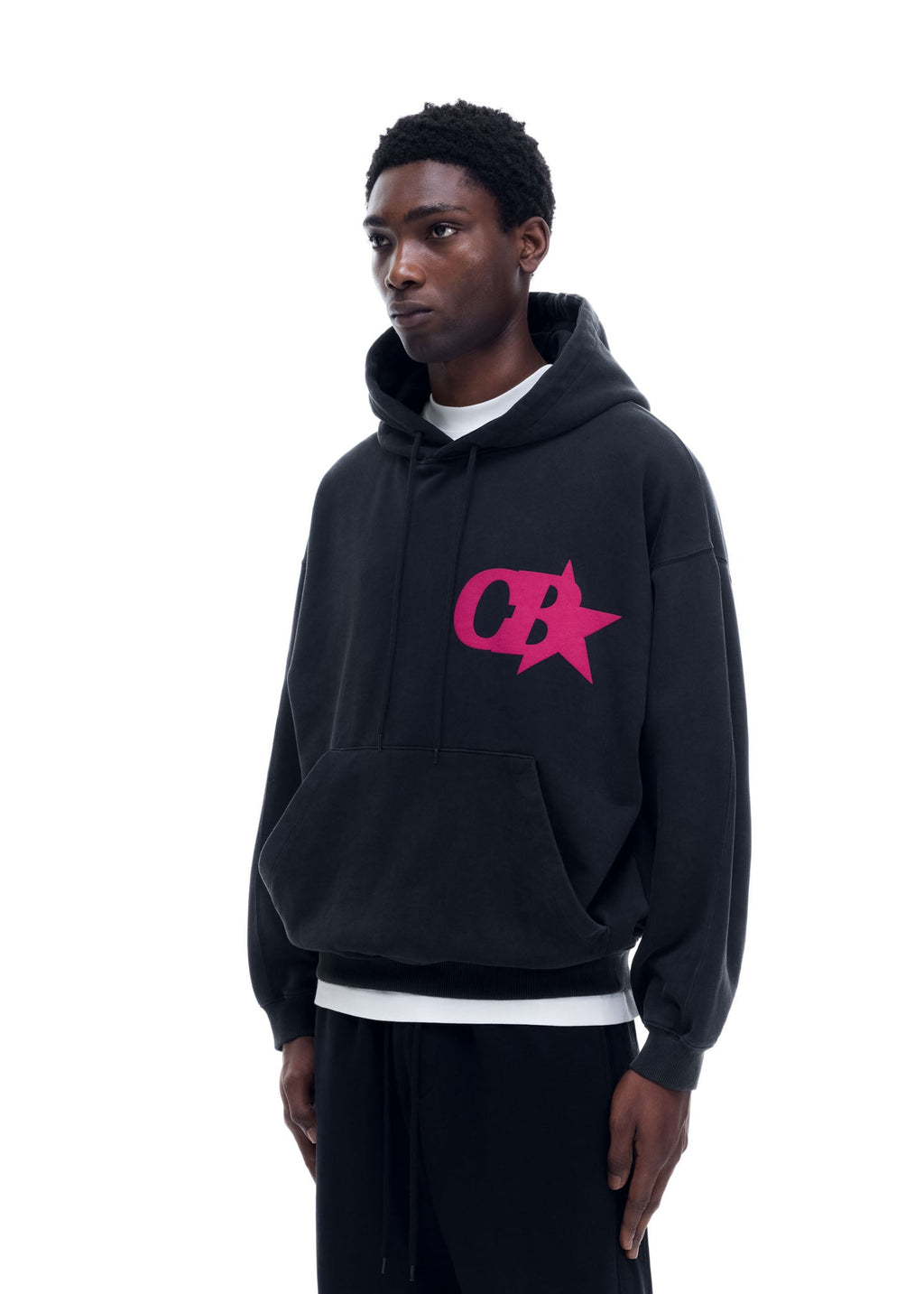 CB STAR HOODIE - VINTAGE BLACK / PINK