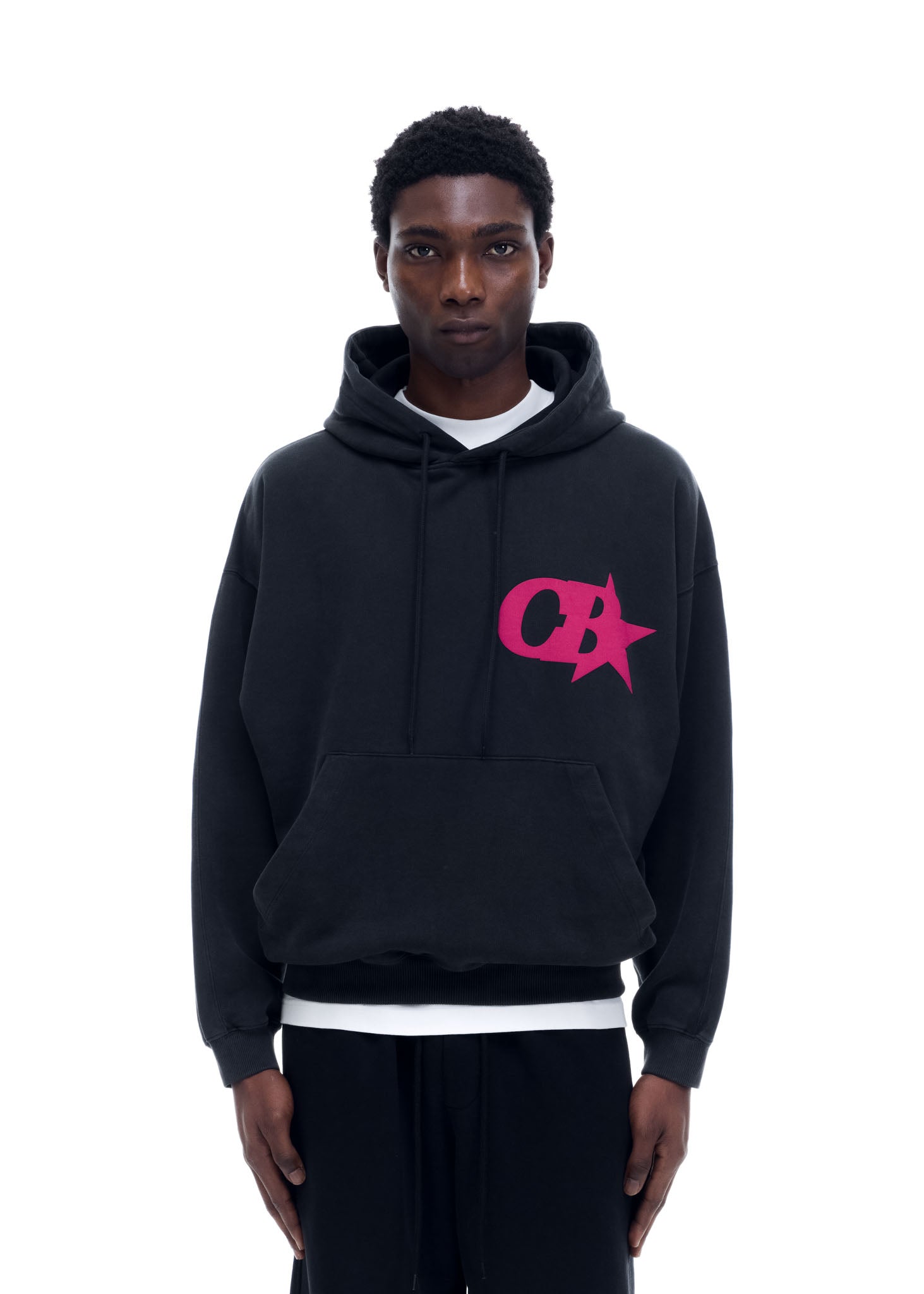 CB STAR HOODIE - VINTAGE BLACK / PINK