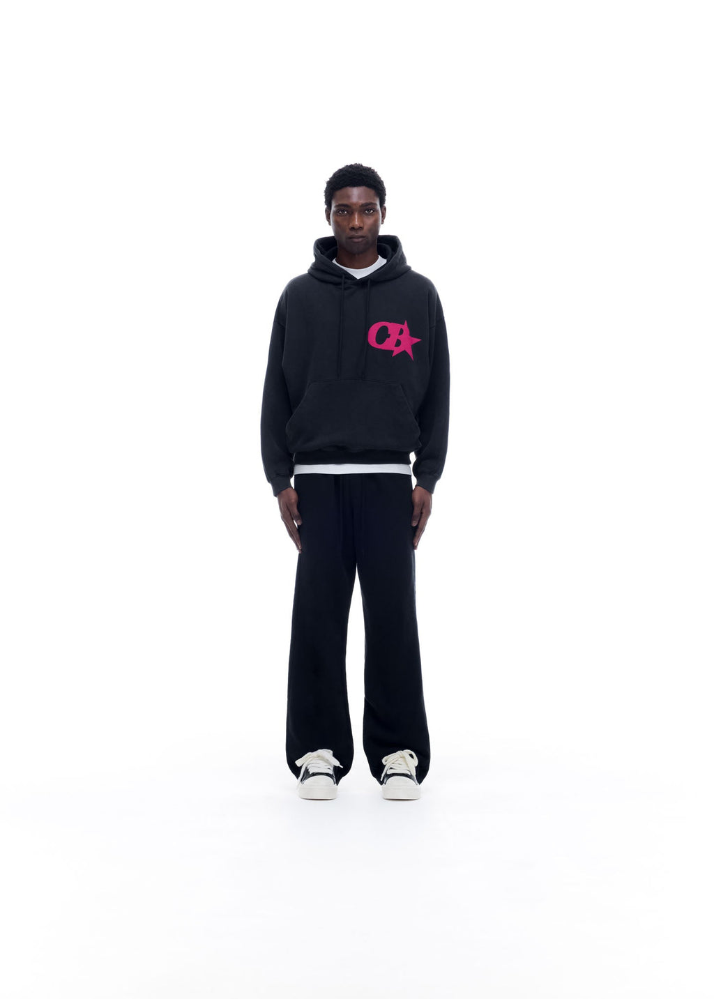 CB STAR HOODIE - VINTAGE BLACK / PINK