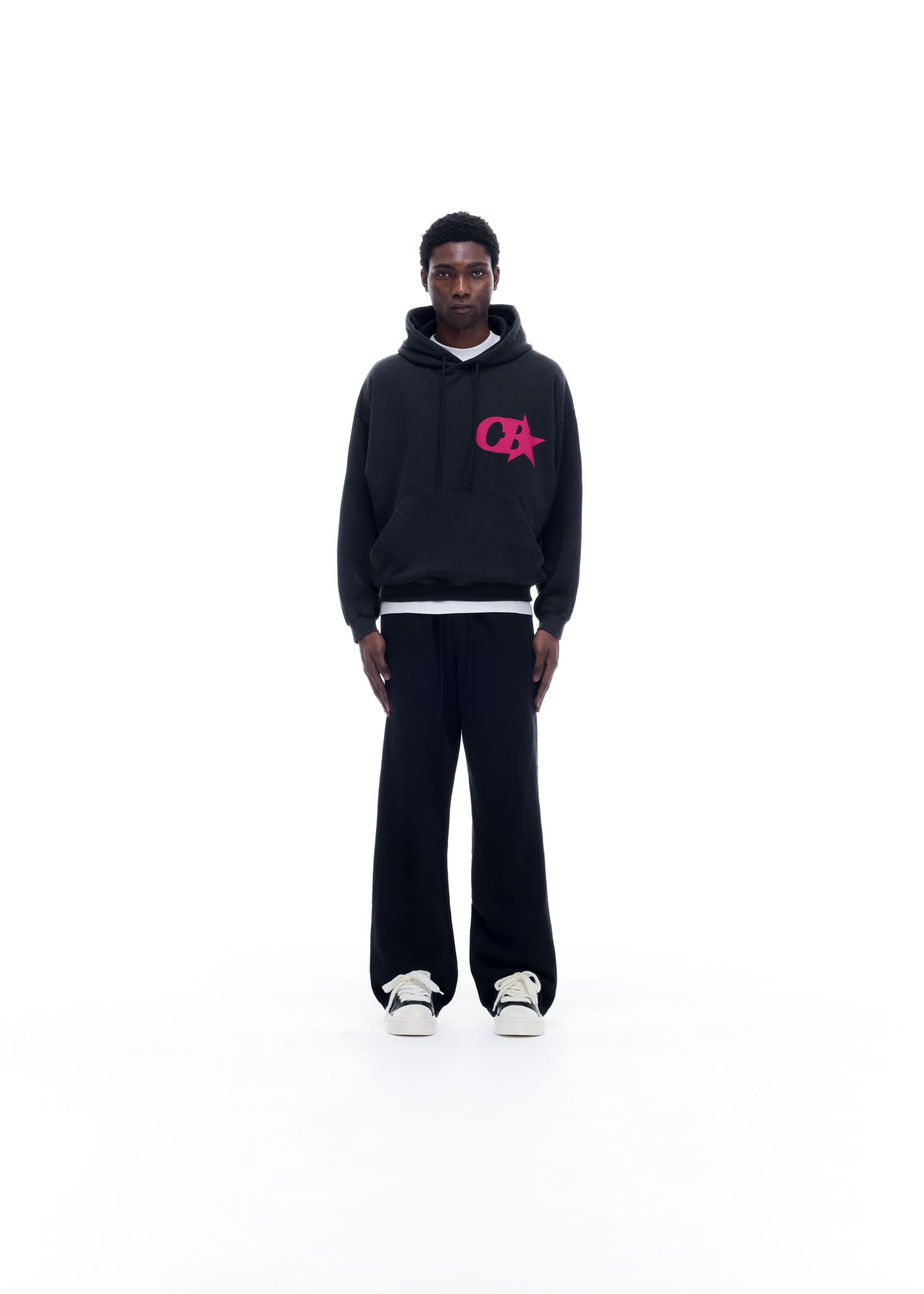 CB STAR HOODIE - VINTAGE BLACK / PINK