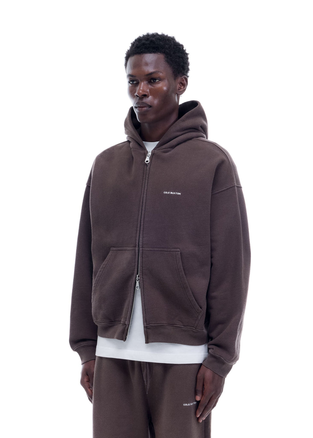 VINTAGE MINI LOGO ZIP HOODIE - VINTAGE BROWN