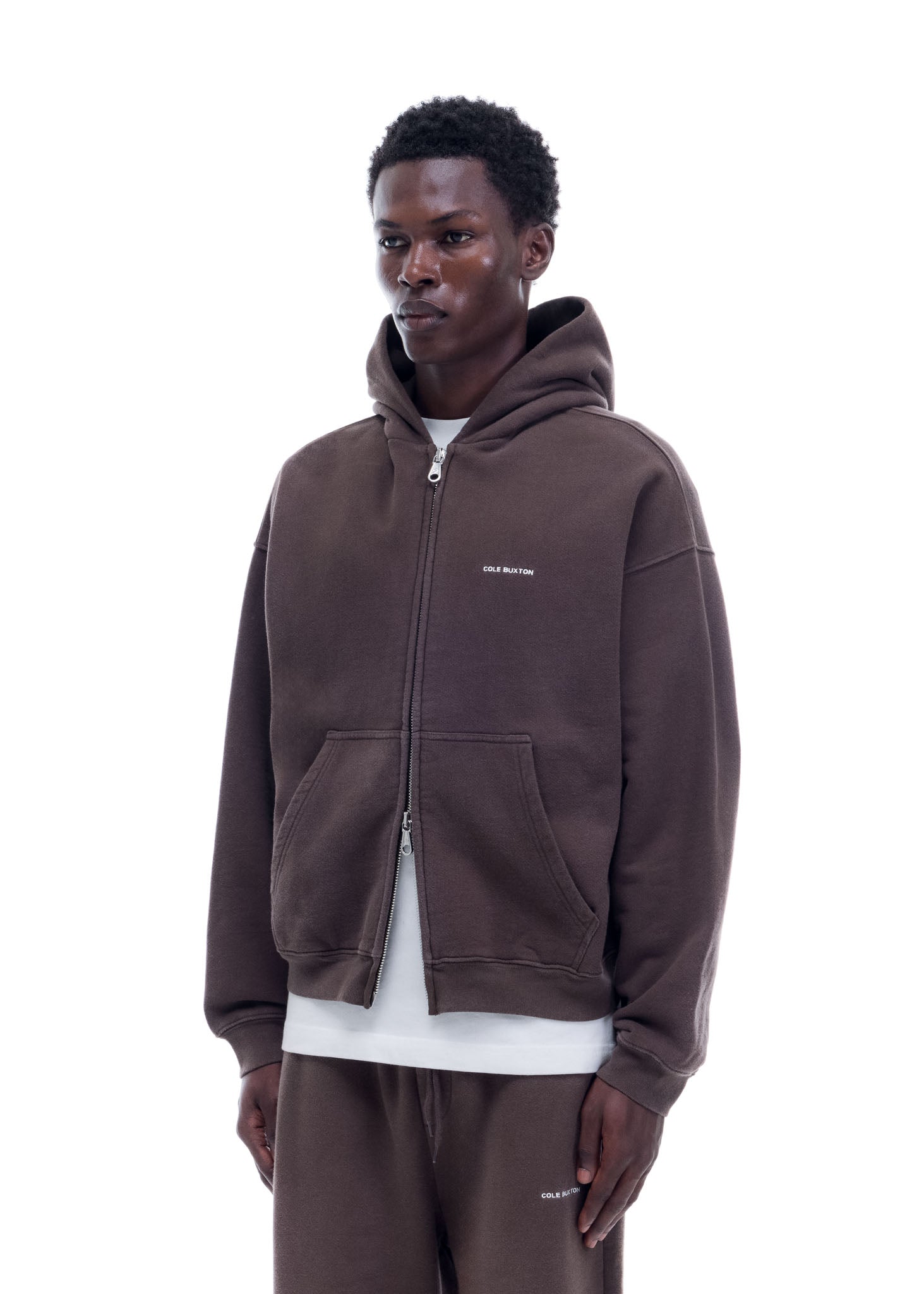 VINTAGE MINI LOGO ZIP HOODIE - VINTAGE BROWN