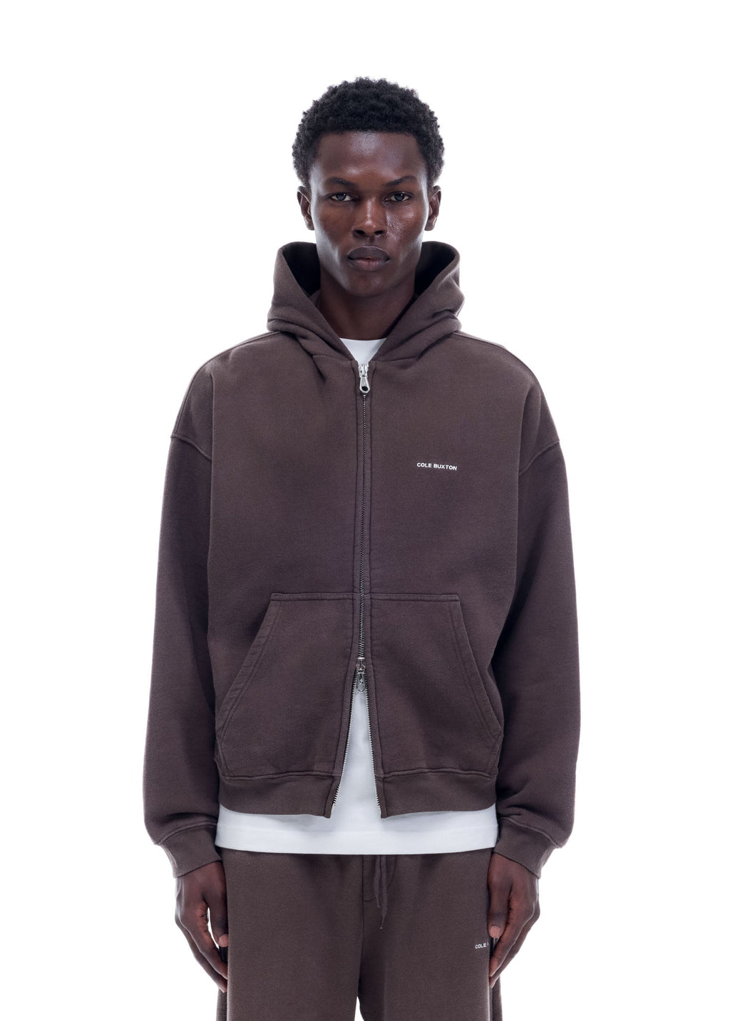 VINTAGE MINI LOGO ZIP HOODIE - VINTAGE BROWN
