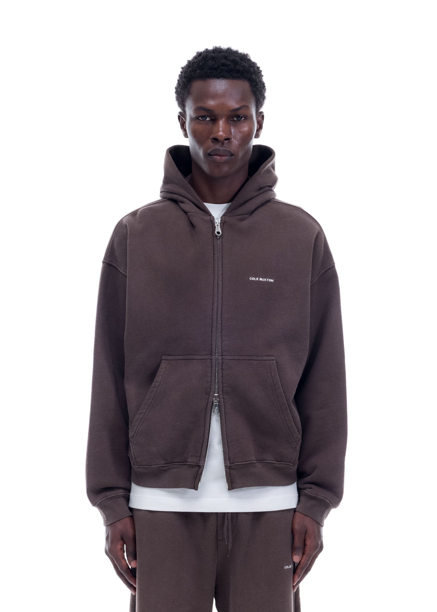 VINTAGE MINI LOGO ZIP HOODIE - VINTAGE BROWN