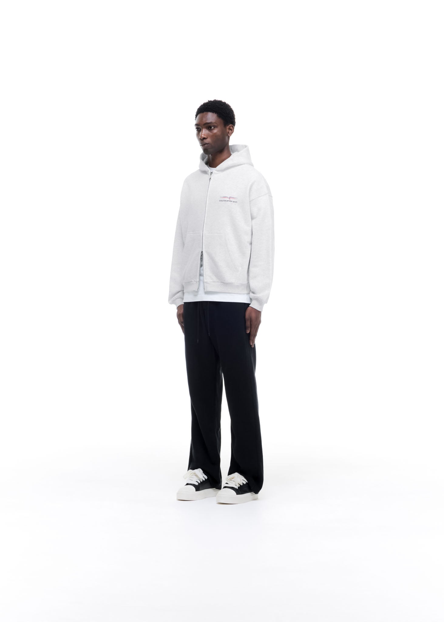 COLE BUXTON SPORT ZIPPED HOODIE - LIGHT GREY MARL