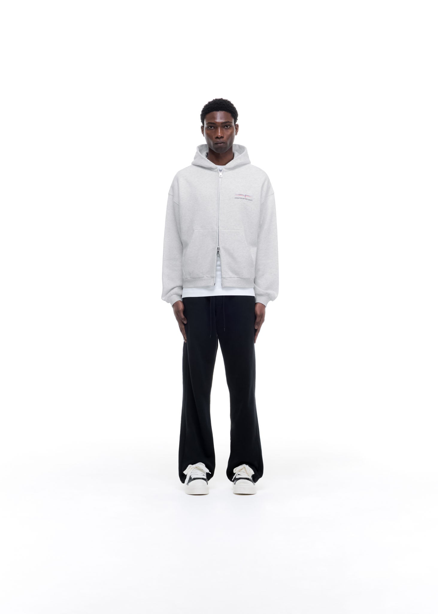 COLE BUXTON SPORT ZIPPED HOODIE - LIGHT GREY MARL