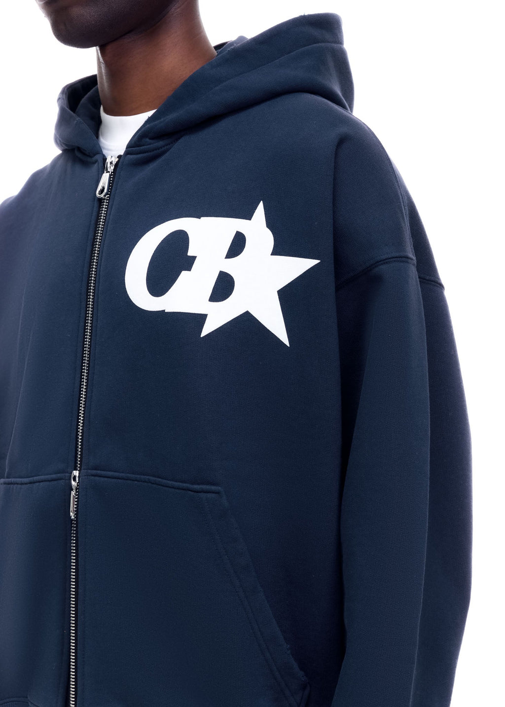 CB STAR ZIPPED HOODIE - NAVY